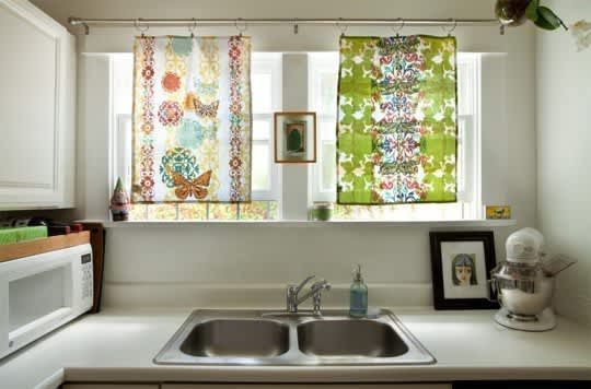 Diy Kitchen Decor Tea Towel Curtains Apartment Therapy