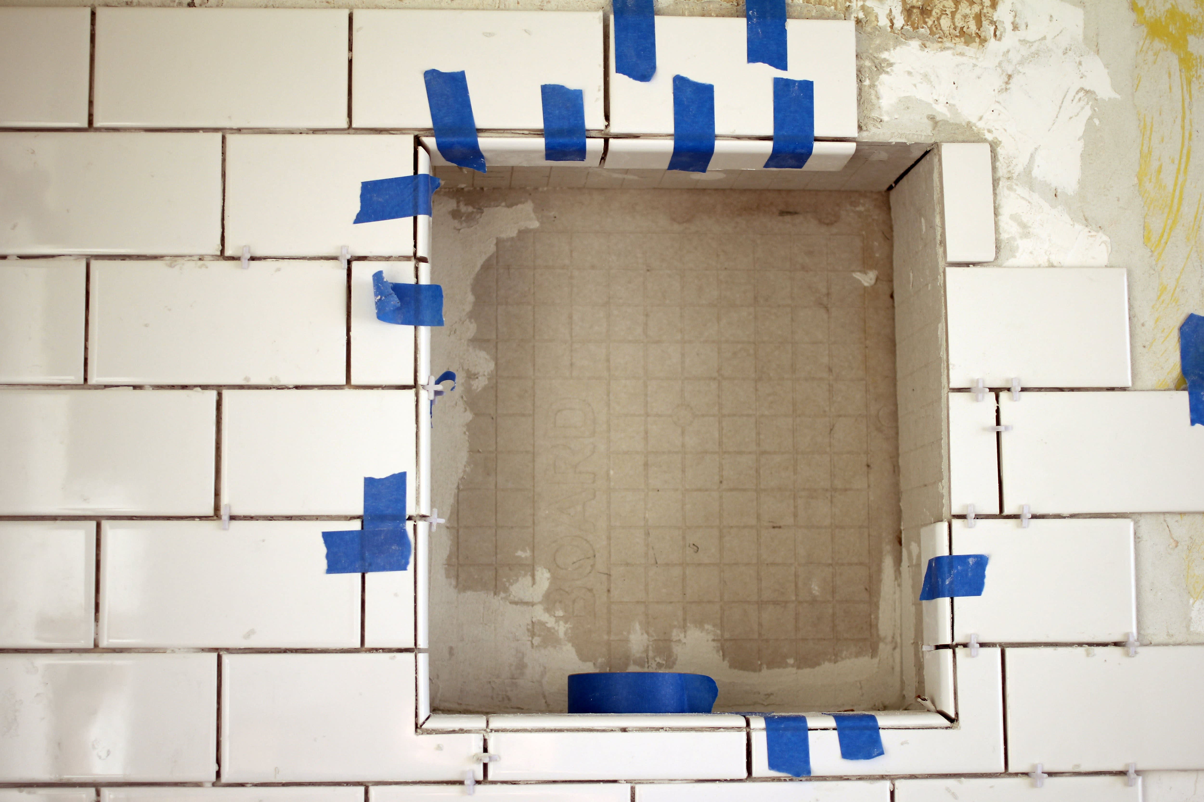 DIY Renovation Project How To Build a Recessed Shower Shelf