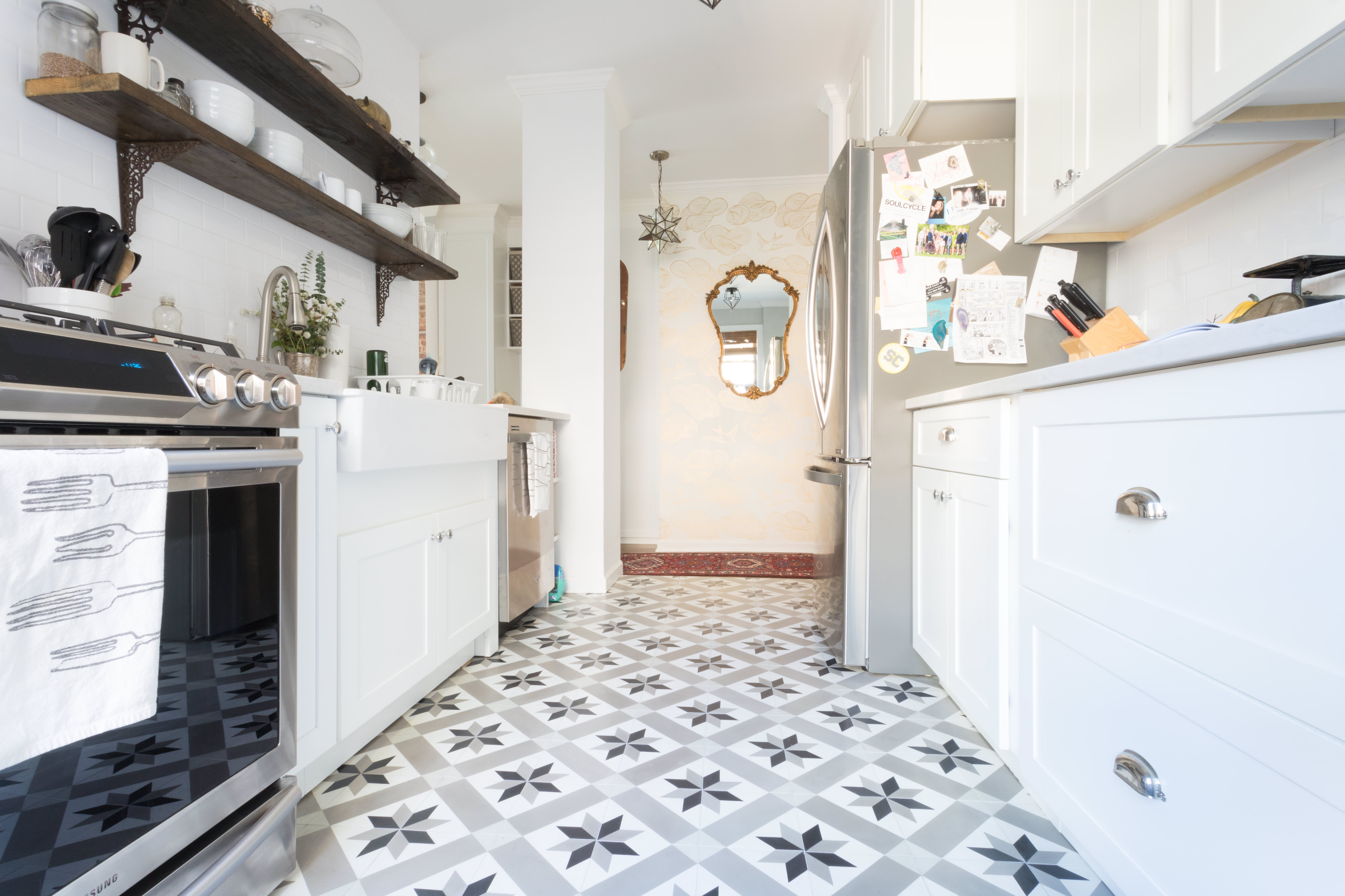 tile galley kitchen cement tiles designs narrow apartment kitchens bathroom remodel style cooper chinasa credit cons apartmenttherapy sep pros
