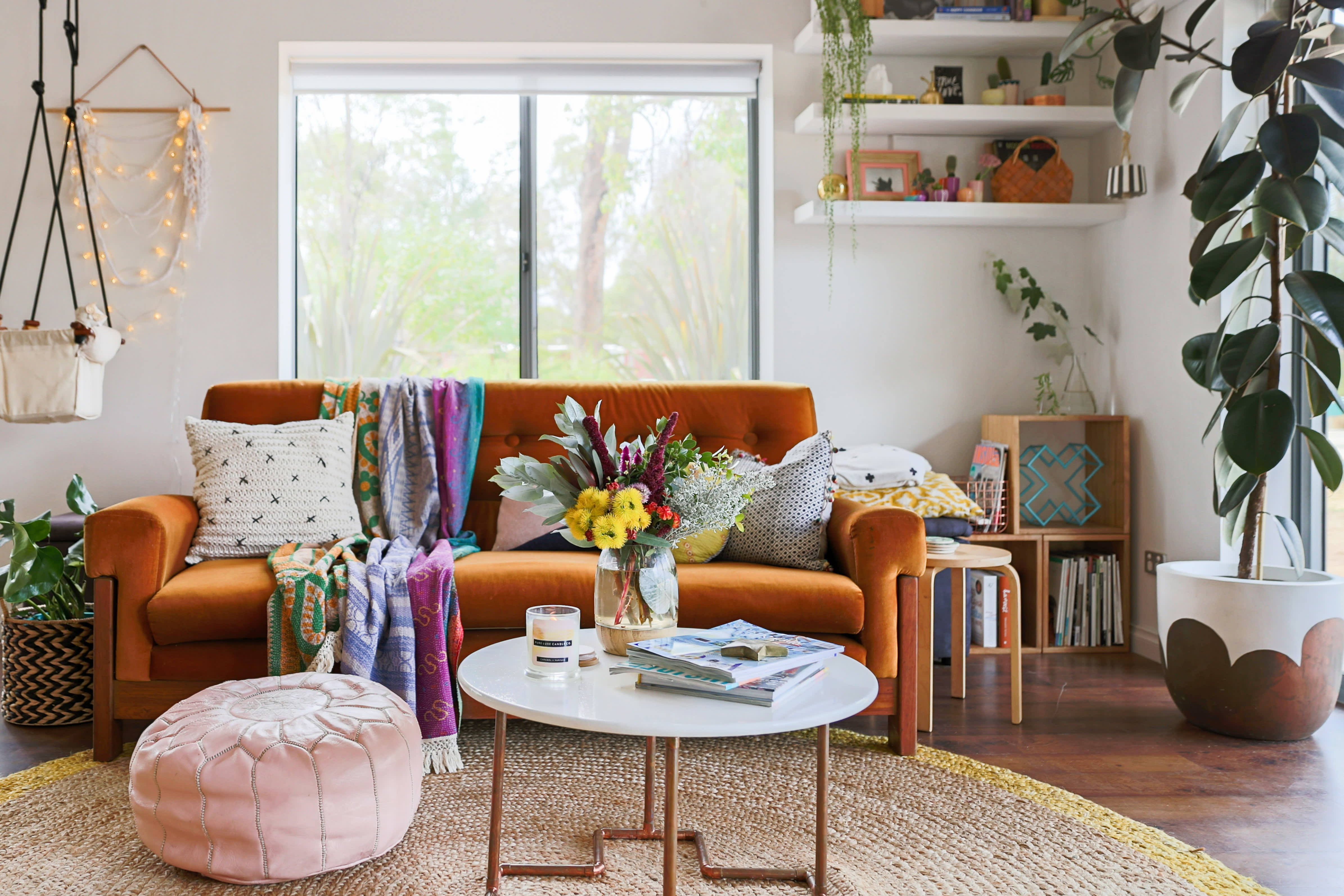 bohemian theme living room