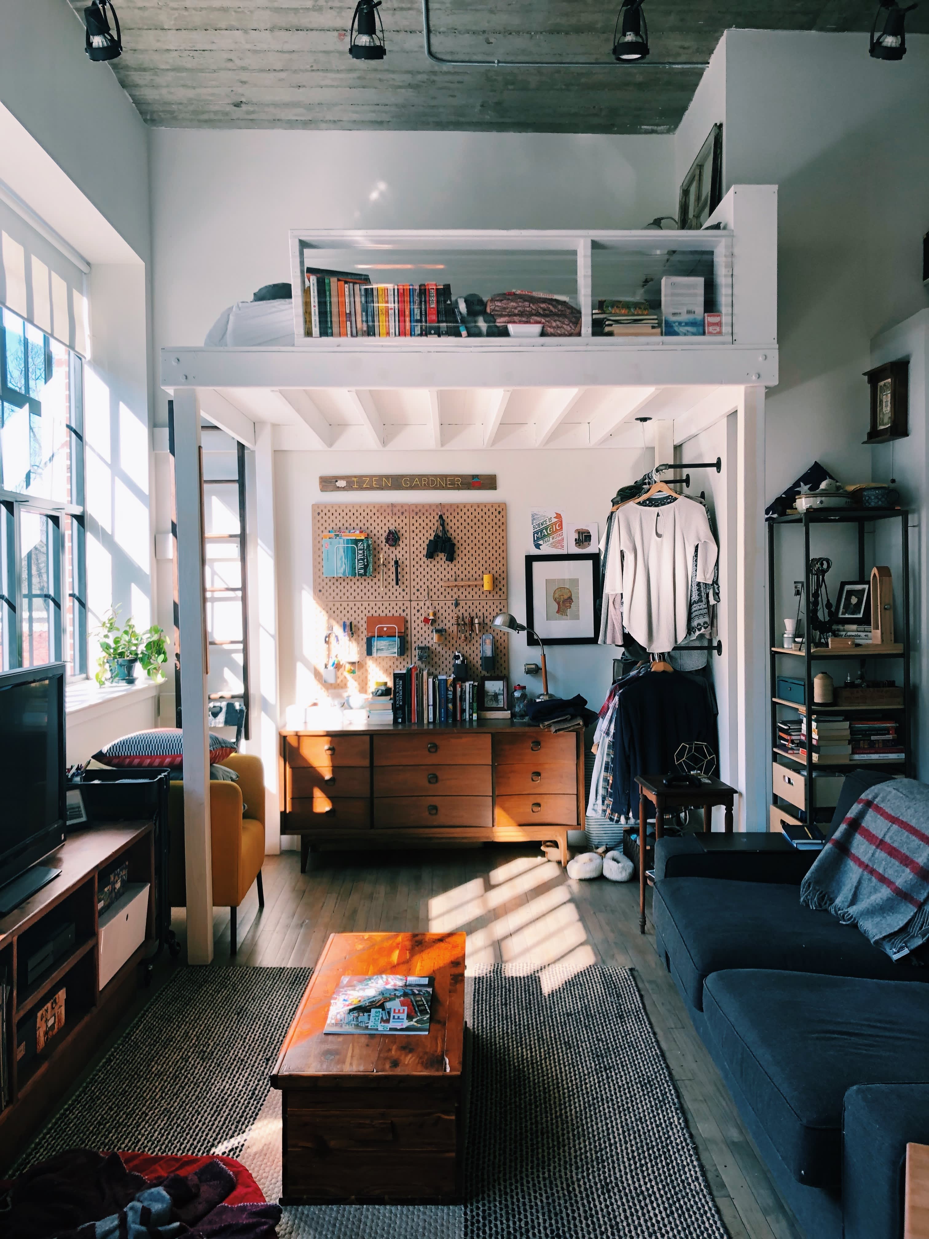 A Small Boston Studio Apartment Has One of the Best DIY Bedroom Lofts