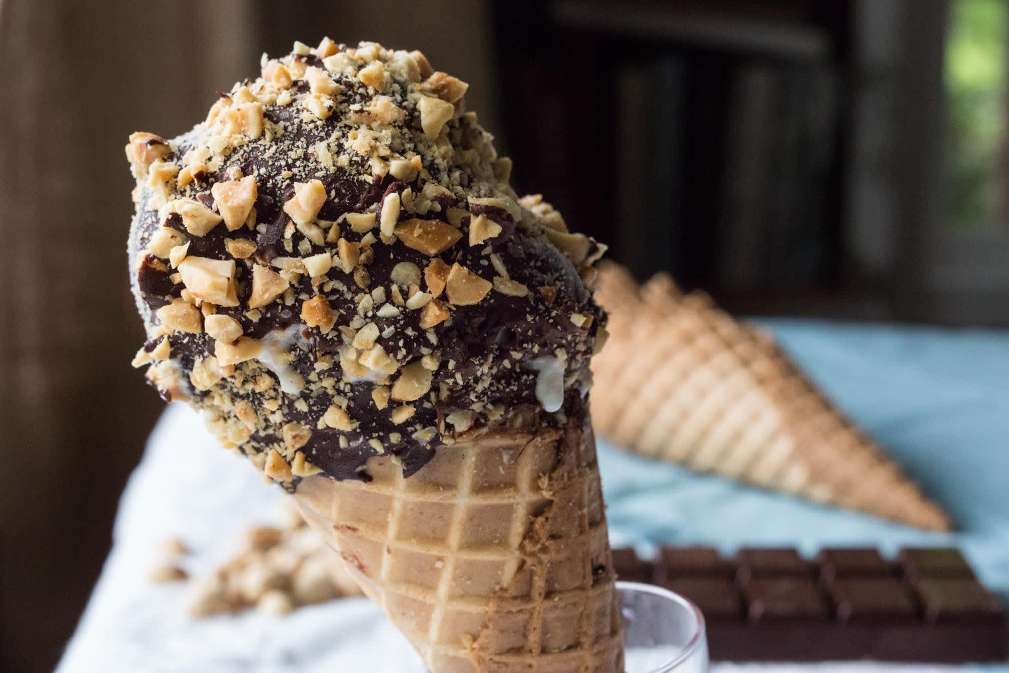 Nostalgic Recipe Homemade “Drumsticks” Ice Cream Sundae Waffle Cones