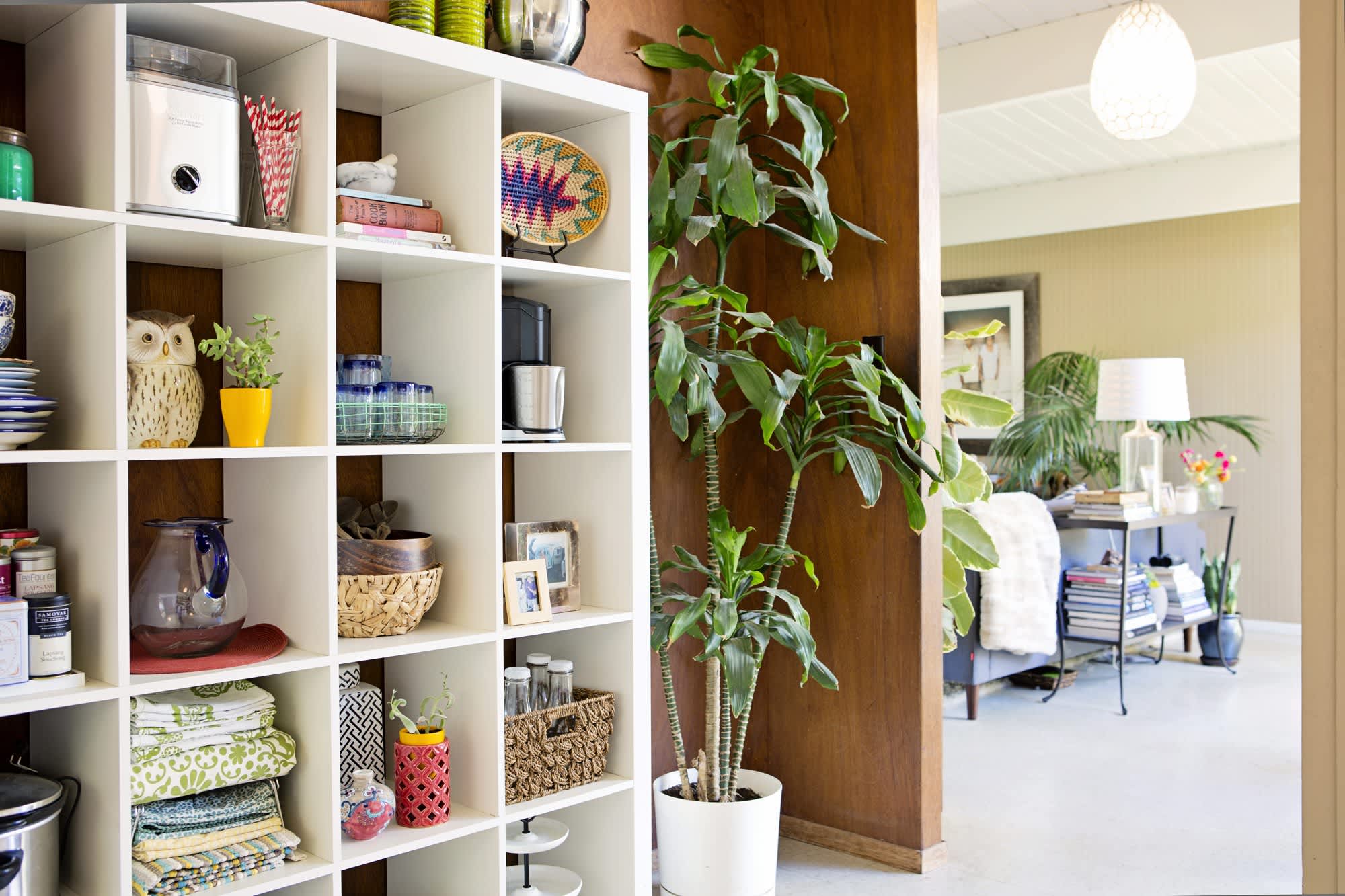 The IKEA Expedit Bookshelf Makes a Great Kitchen Cubby Storage Solution