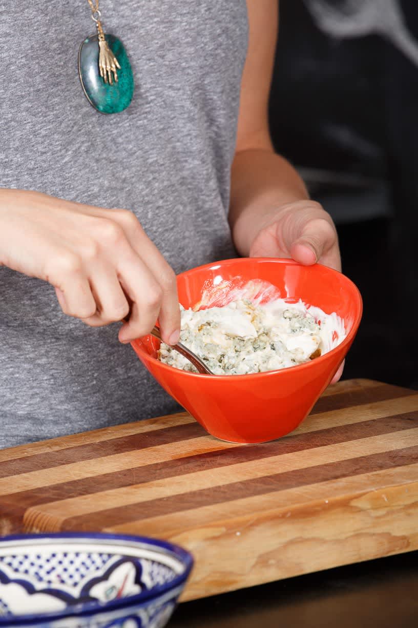 Recipe Flank Steak with YogurtHorseradish Sauce and Blue Cheese Sauce