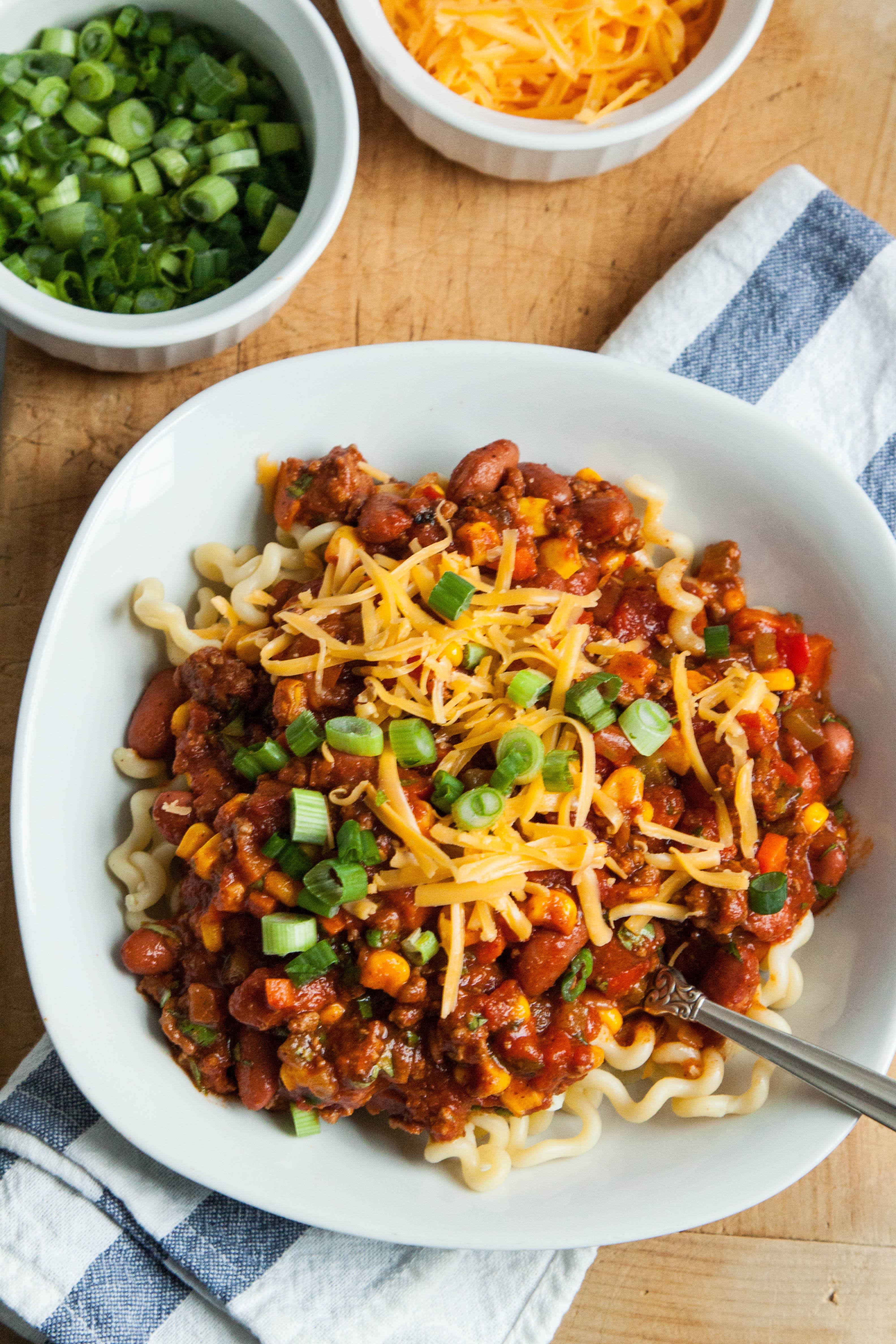 Recipe: Chili with Pasta and Cheddar | Kitchn
