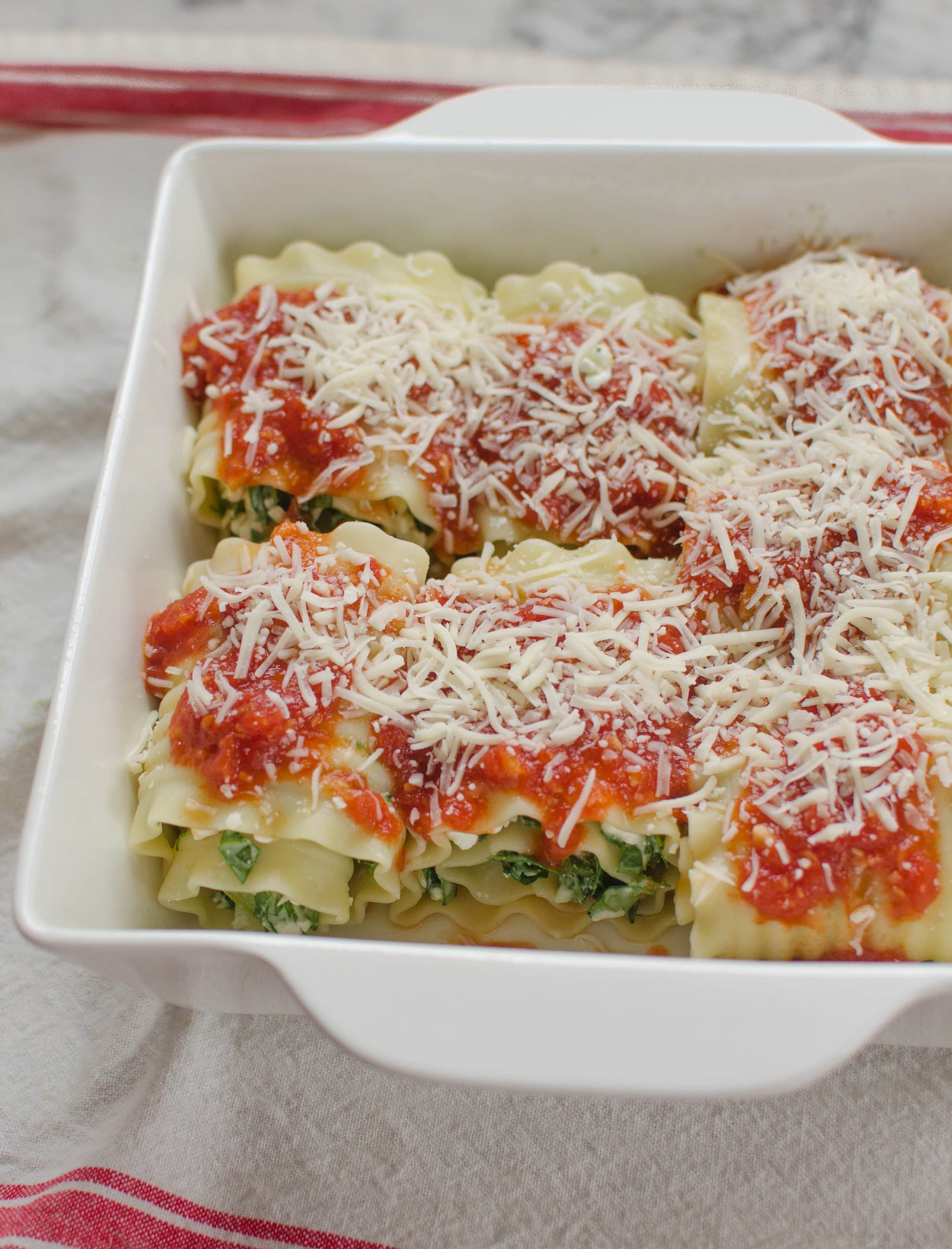 lasagna roll ups using fresh spinach