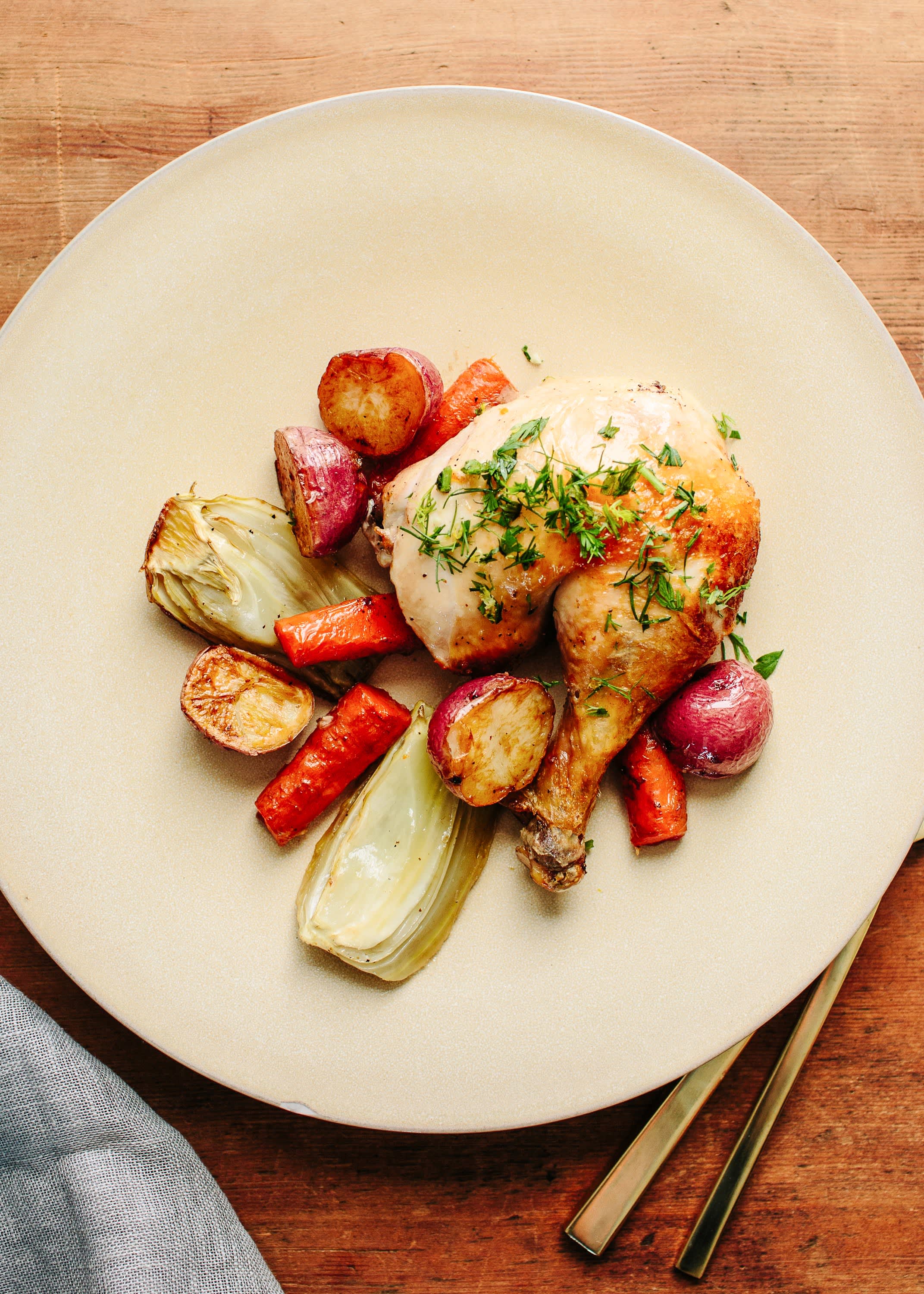 Recipe Roast Chicken with Fennel, Carrots, and Gremolata Kitchn