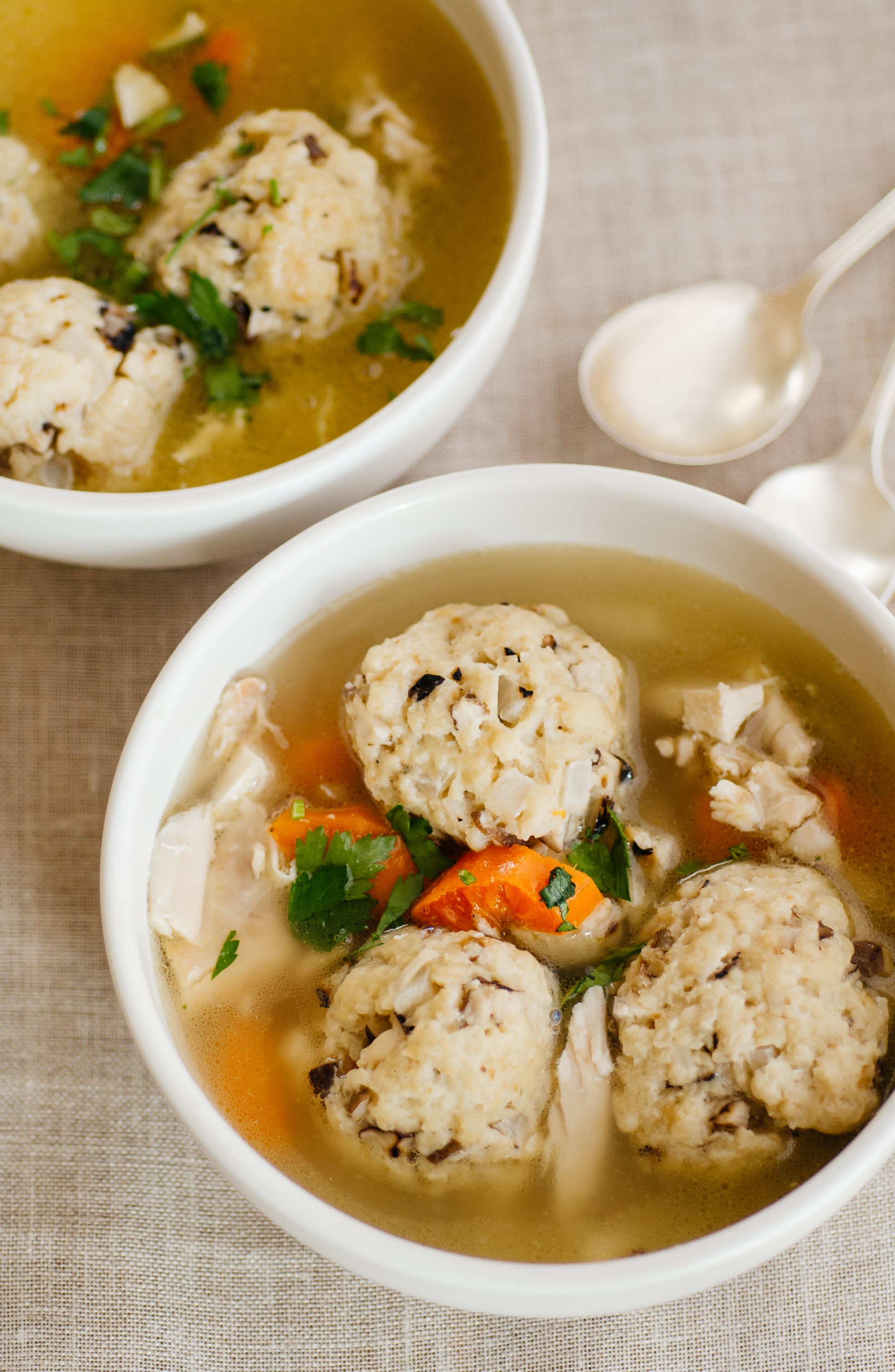 Recipe: Chicken Soup with Shallot-Shiitake Matzo Balls | Kitchn