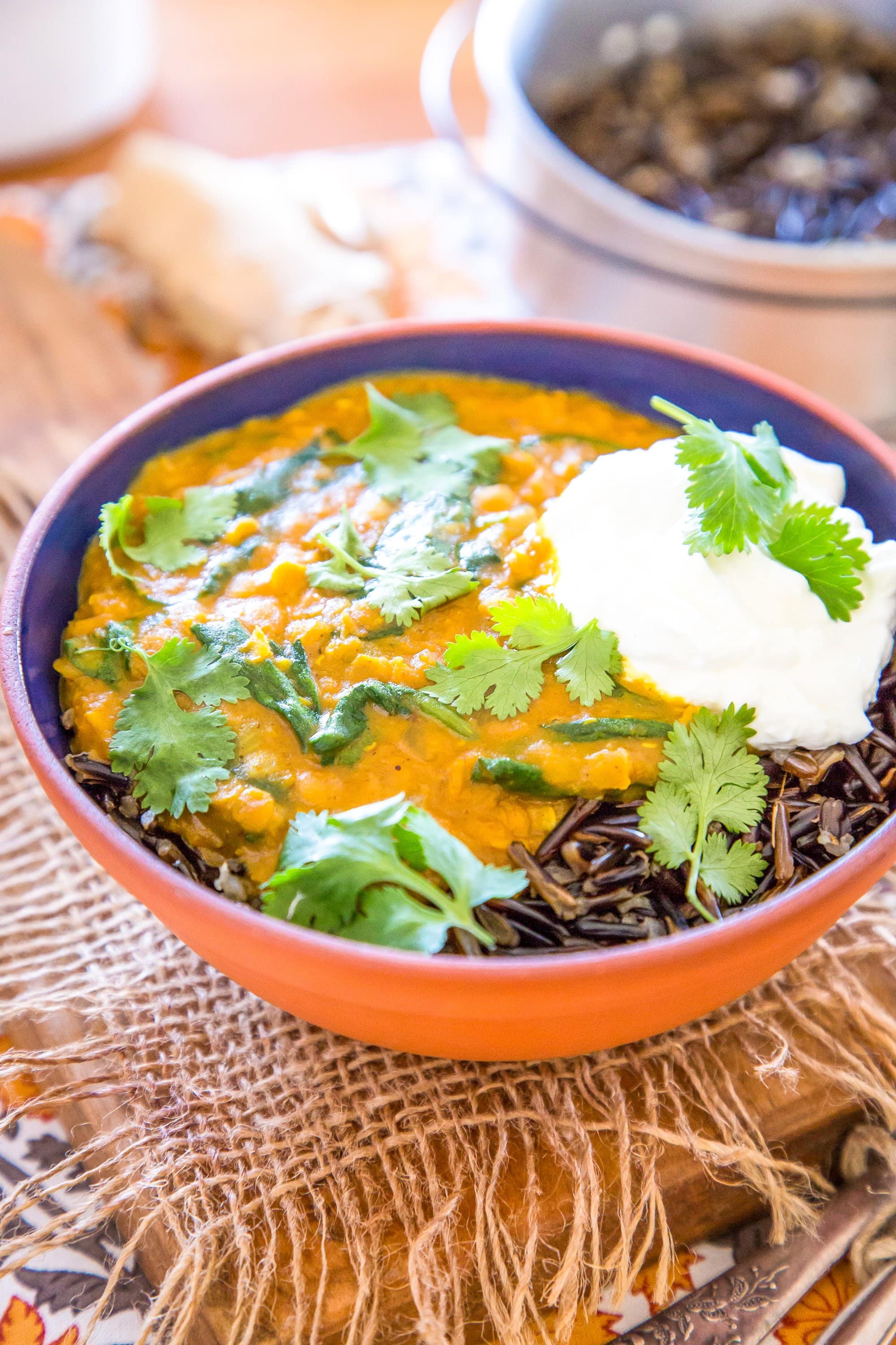 Recipe Wild Rice Bowl with Red Lentil Curry and Spinach Kitchn