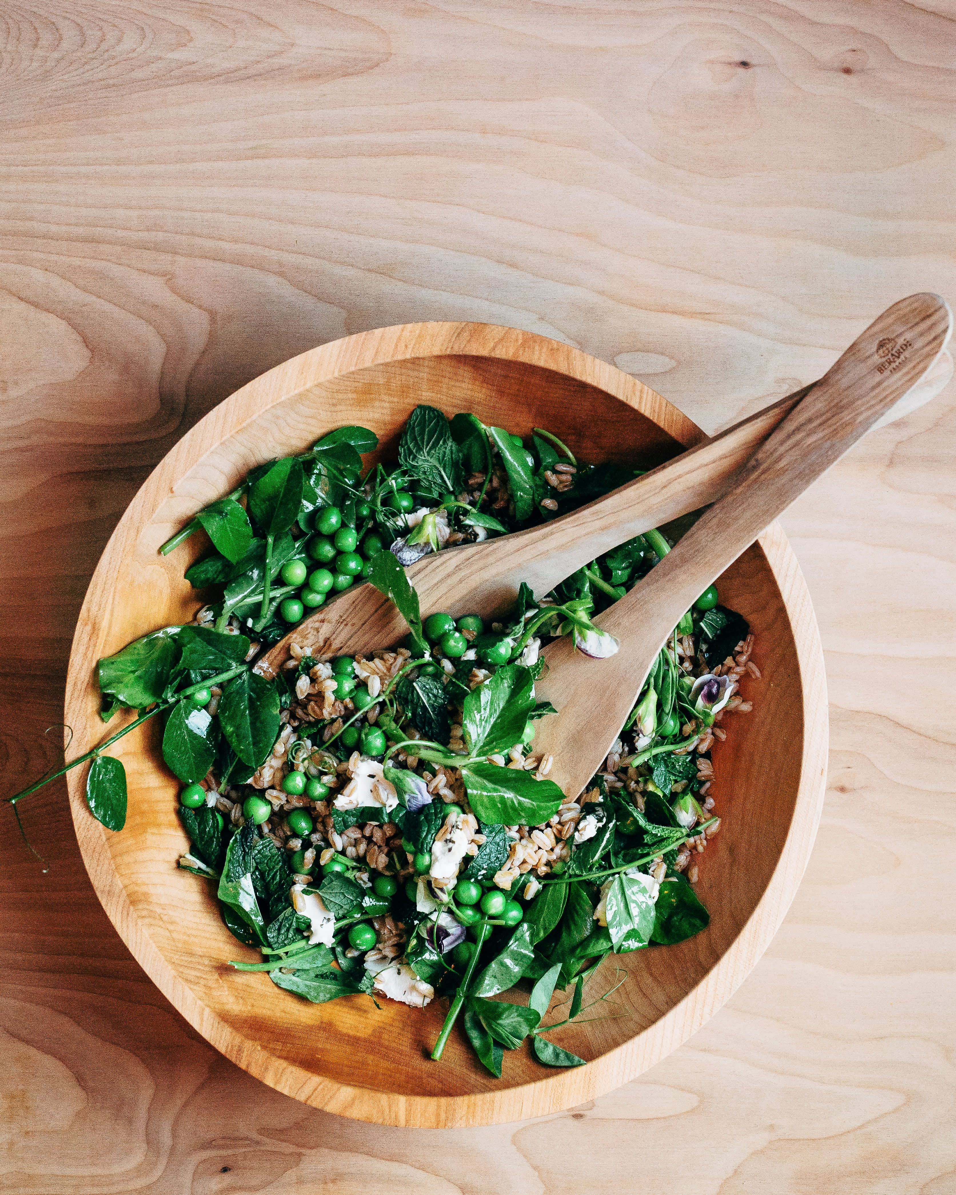 Recipe Toasted Farro Salad with Fresh Peas, Pea Shoots, and Herbs Kitchn