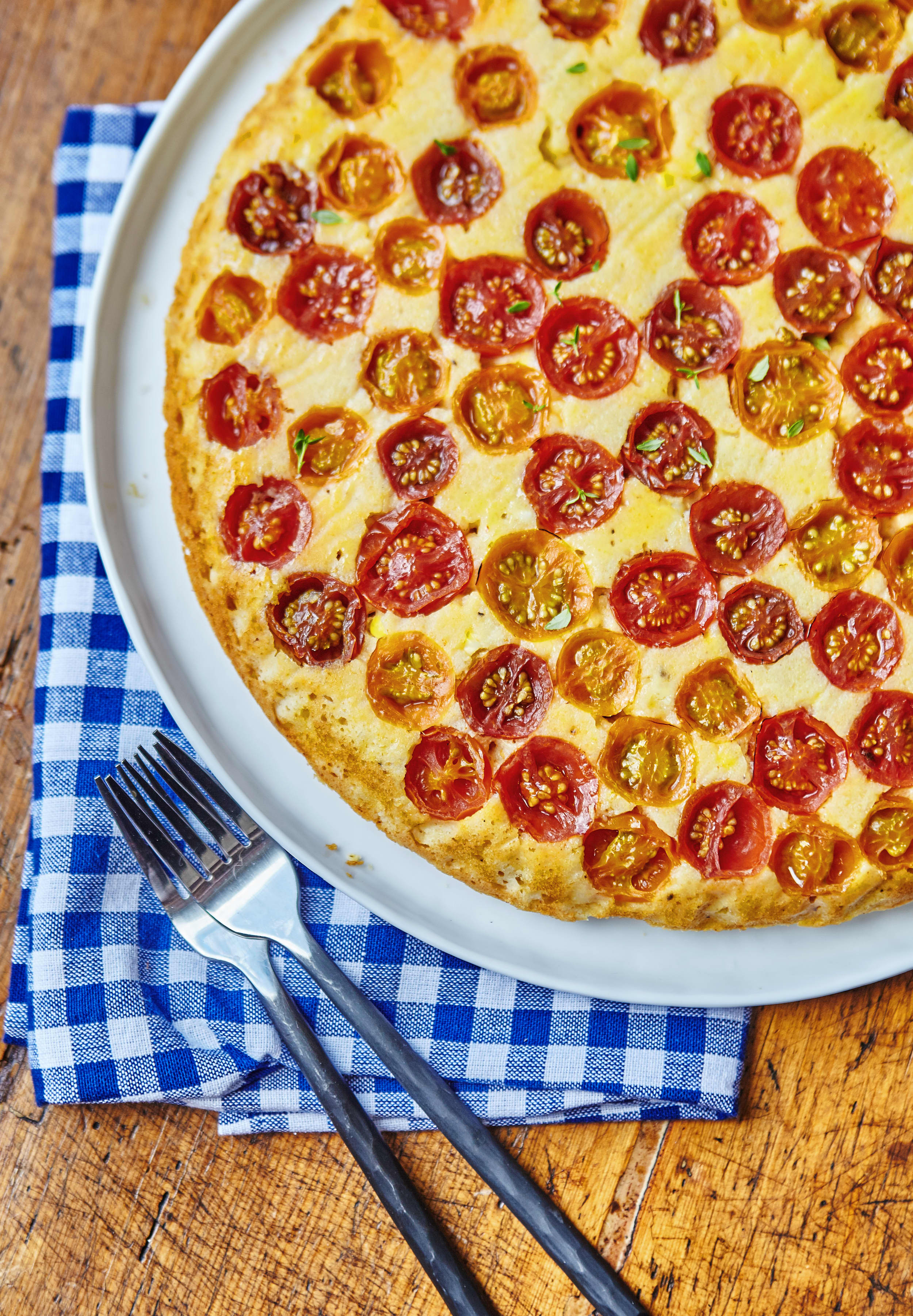 Recipe UpsideDown Tomato Corn Cake Kitchn