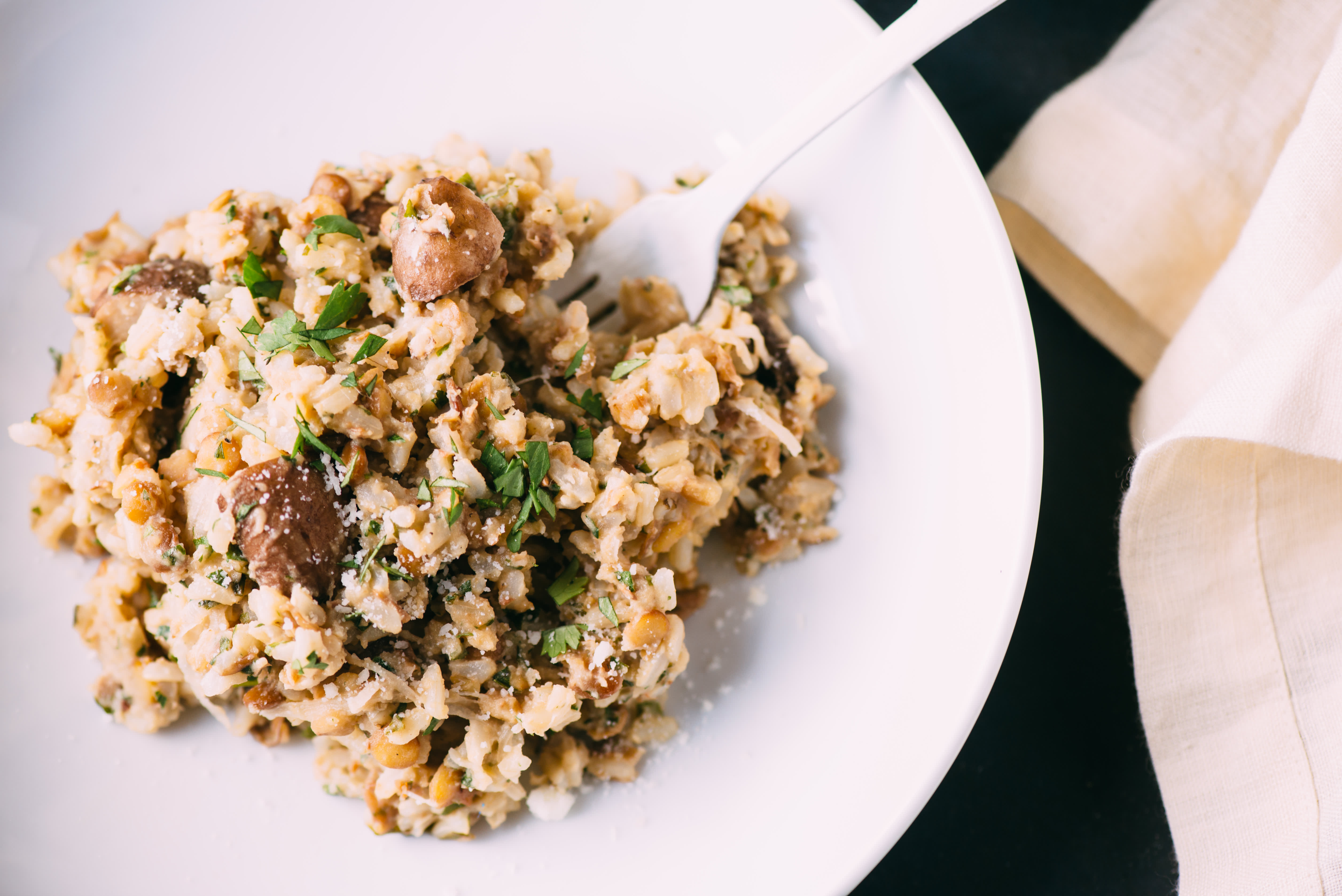 Recipe Cheesy Lentil, Mushroom & Rice Bake Kitchn