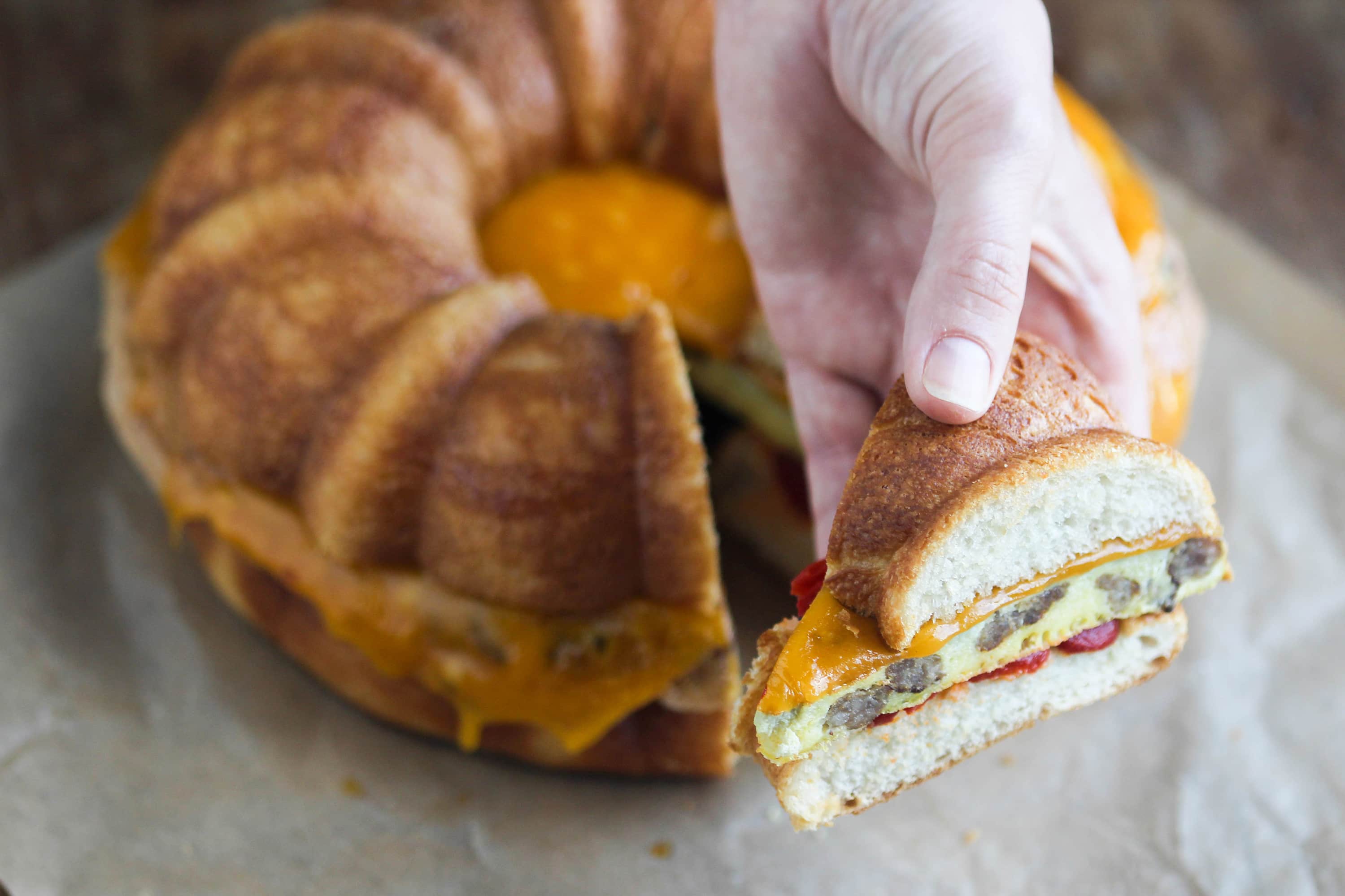 Recipe Egg, Sausage, and Cheese Bundt Breakfast Sandwich Kitchn