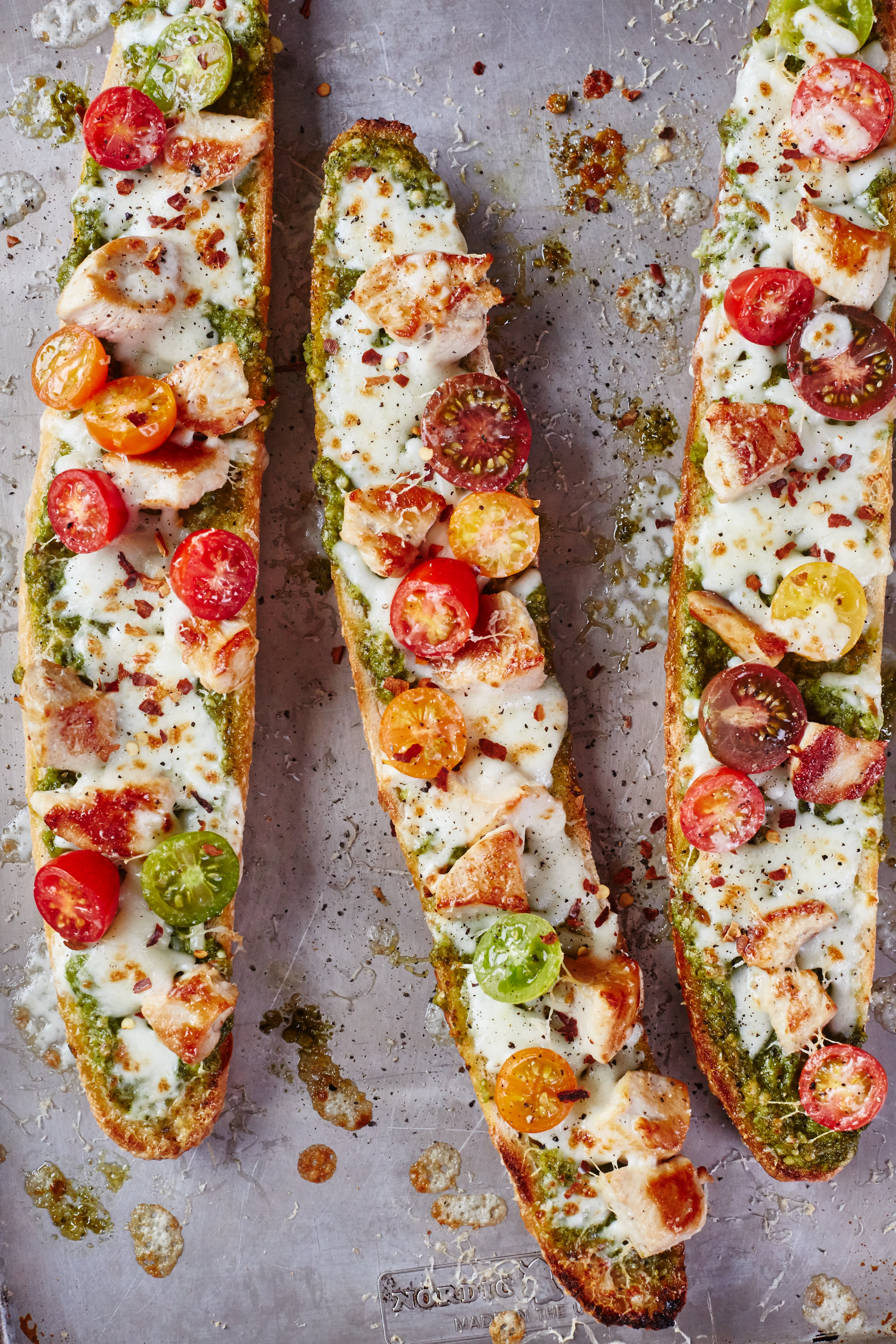 Recipe French Bread Pesto Chicken Pizza Kitchn
