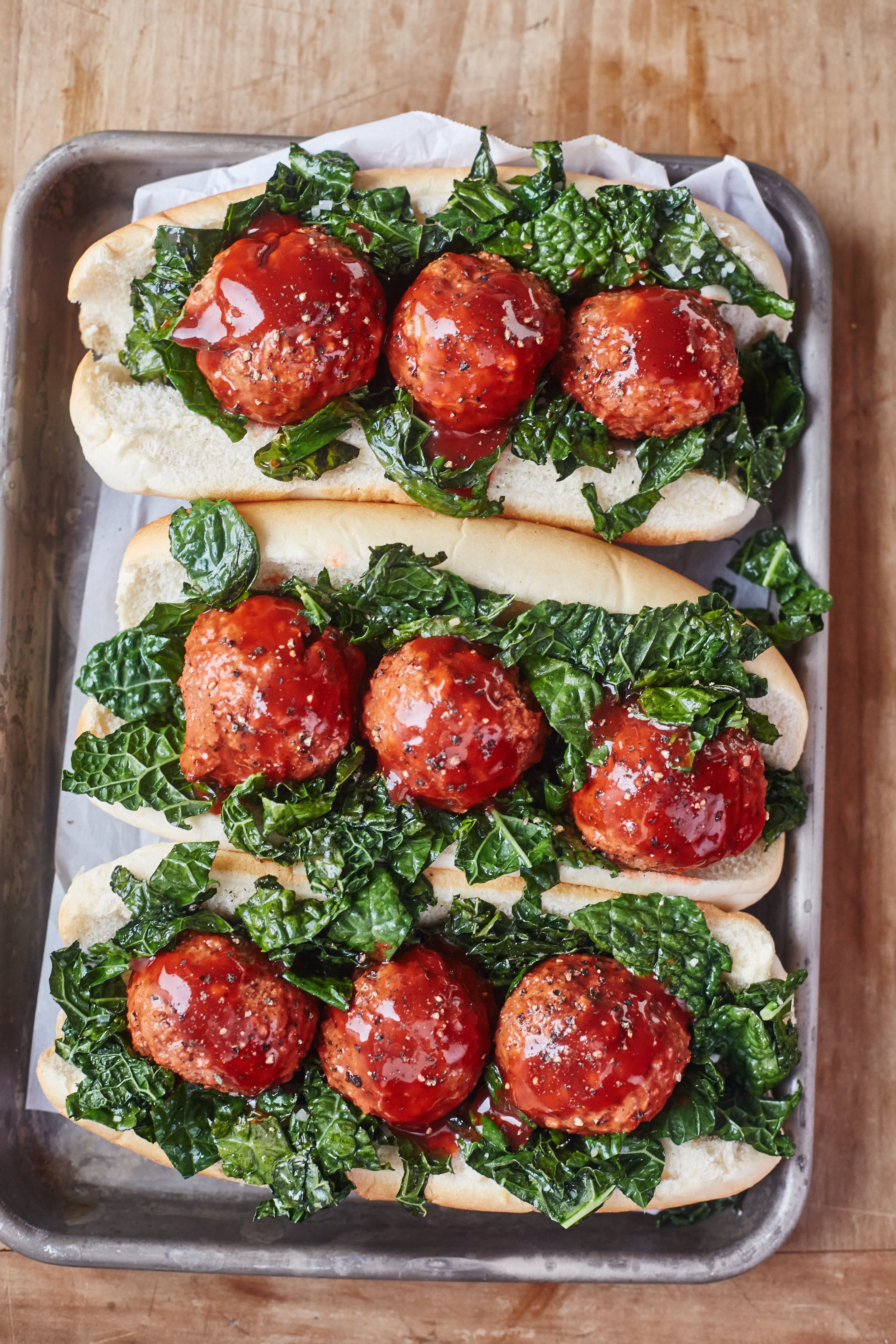Recipe BBQ Meatball Sub with Greens Kitchn