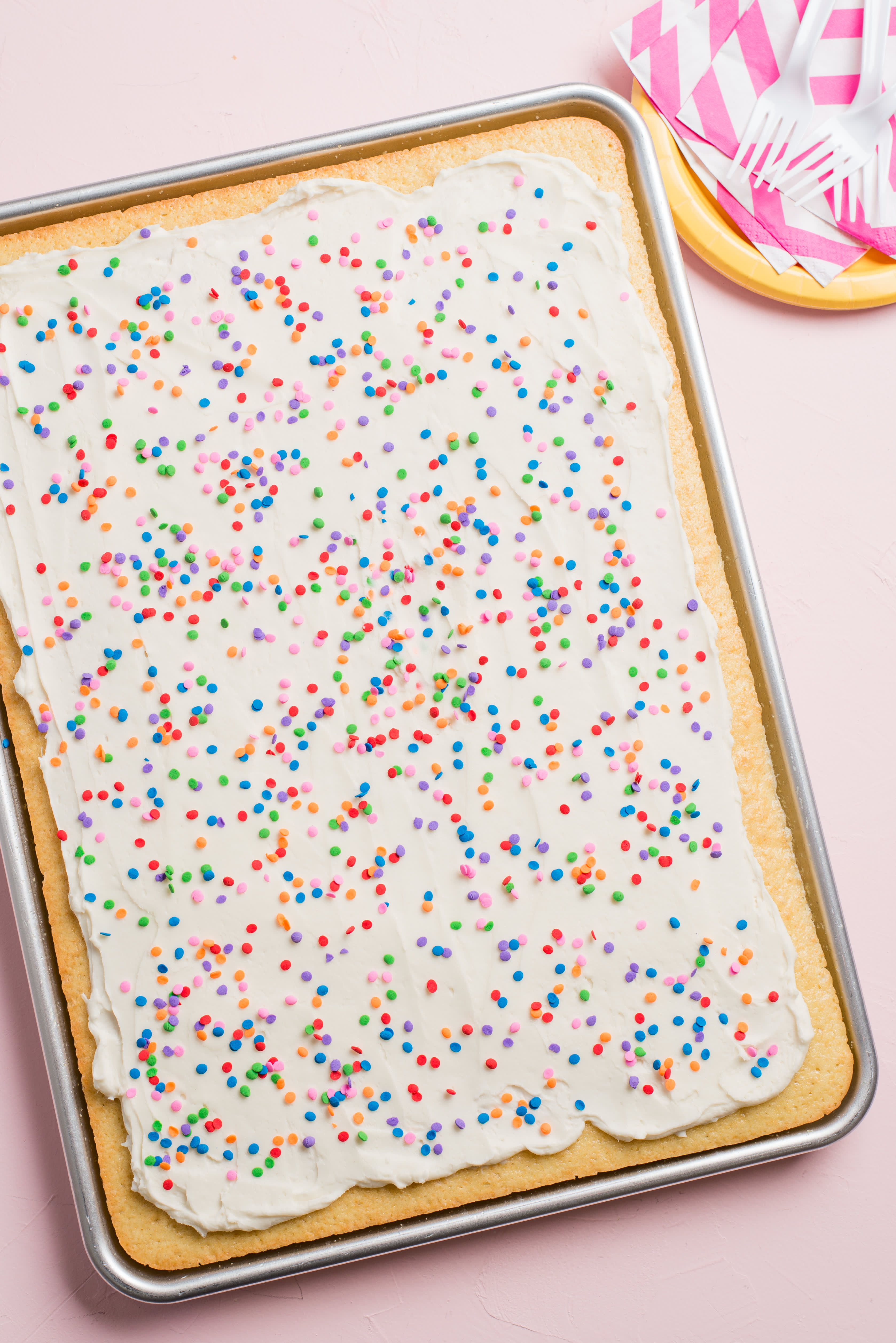Recipe OneBowl Vanilla Sheet Cake with Sprinkles Kitchn