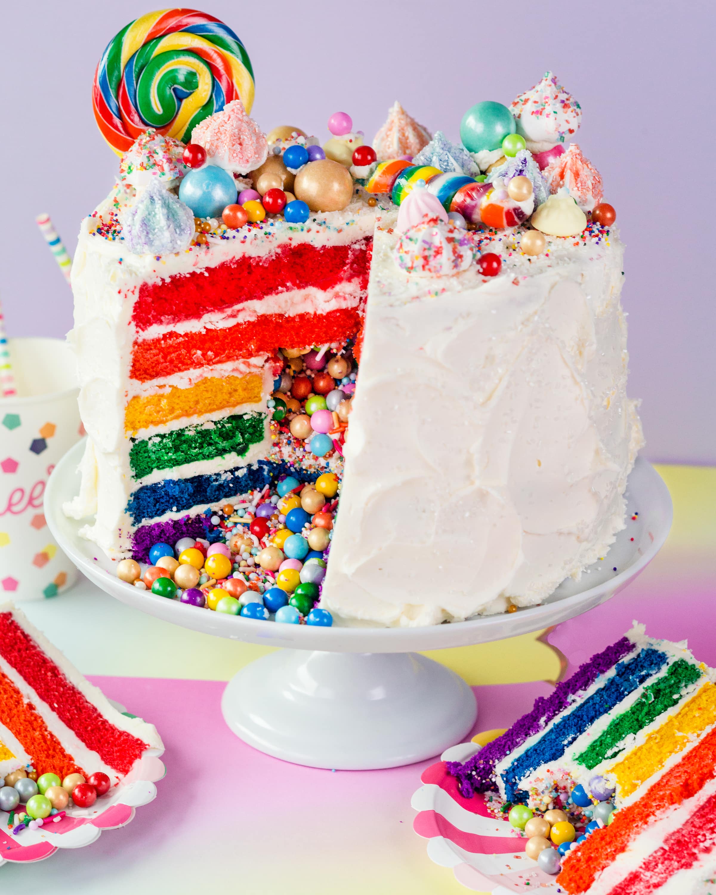 How To Make a Rainbow Layer Cake with a Candy Surprise Inside | Kitchn