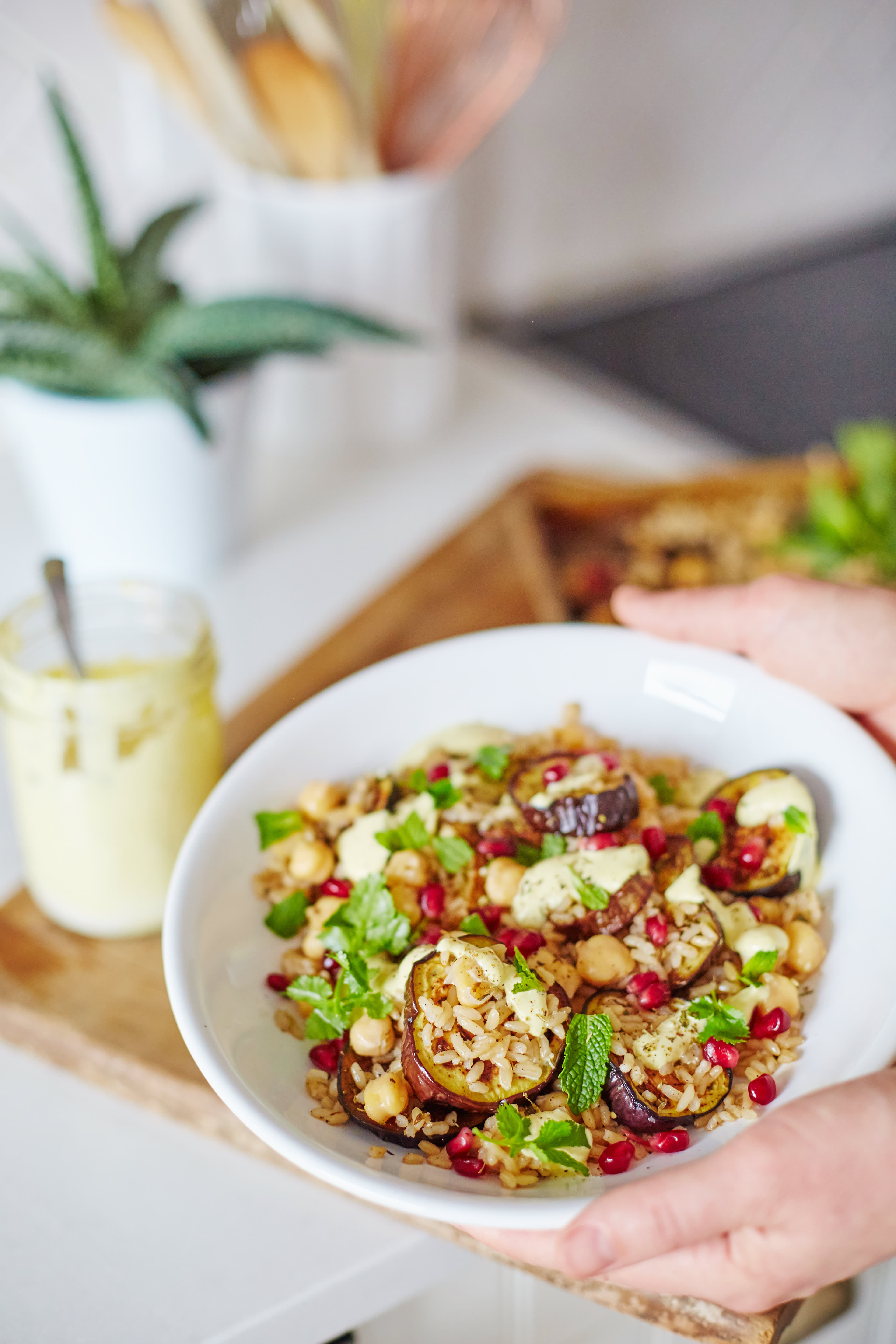 Recipe 30Minute Brown Rice & Eggplant Bowl with Turmeric Sauce Kitchn