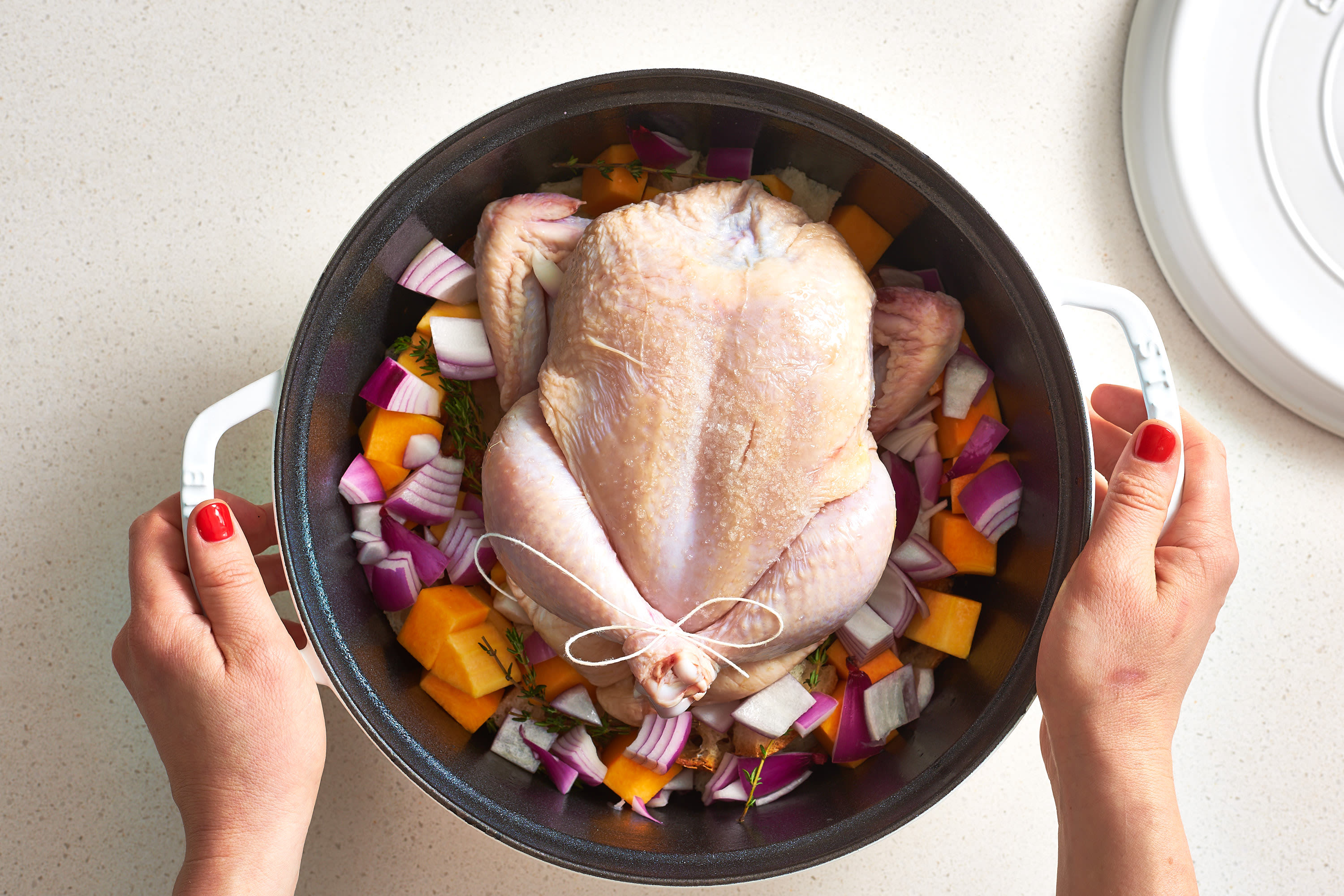 A Whole Roasted Chicken Dinner in a Dutch Oven Kitchn