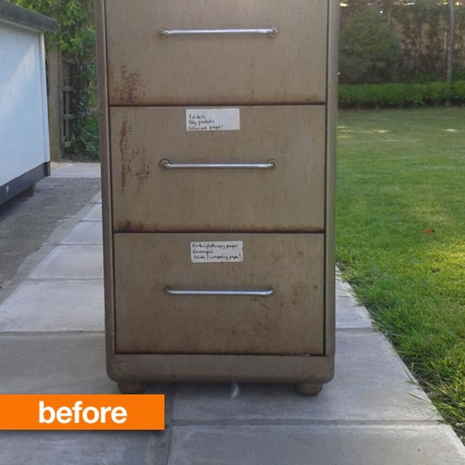 Before After Rusty Filing Cabinet Makeover Apartment Therapy