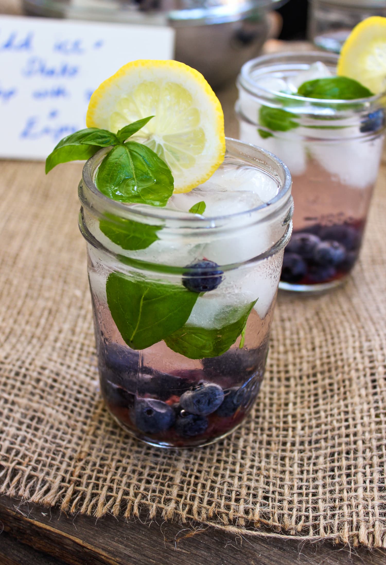 Pre-Made Drinks in Jars: Spiked Blueberry Basil Lemonade