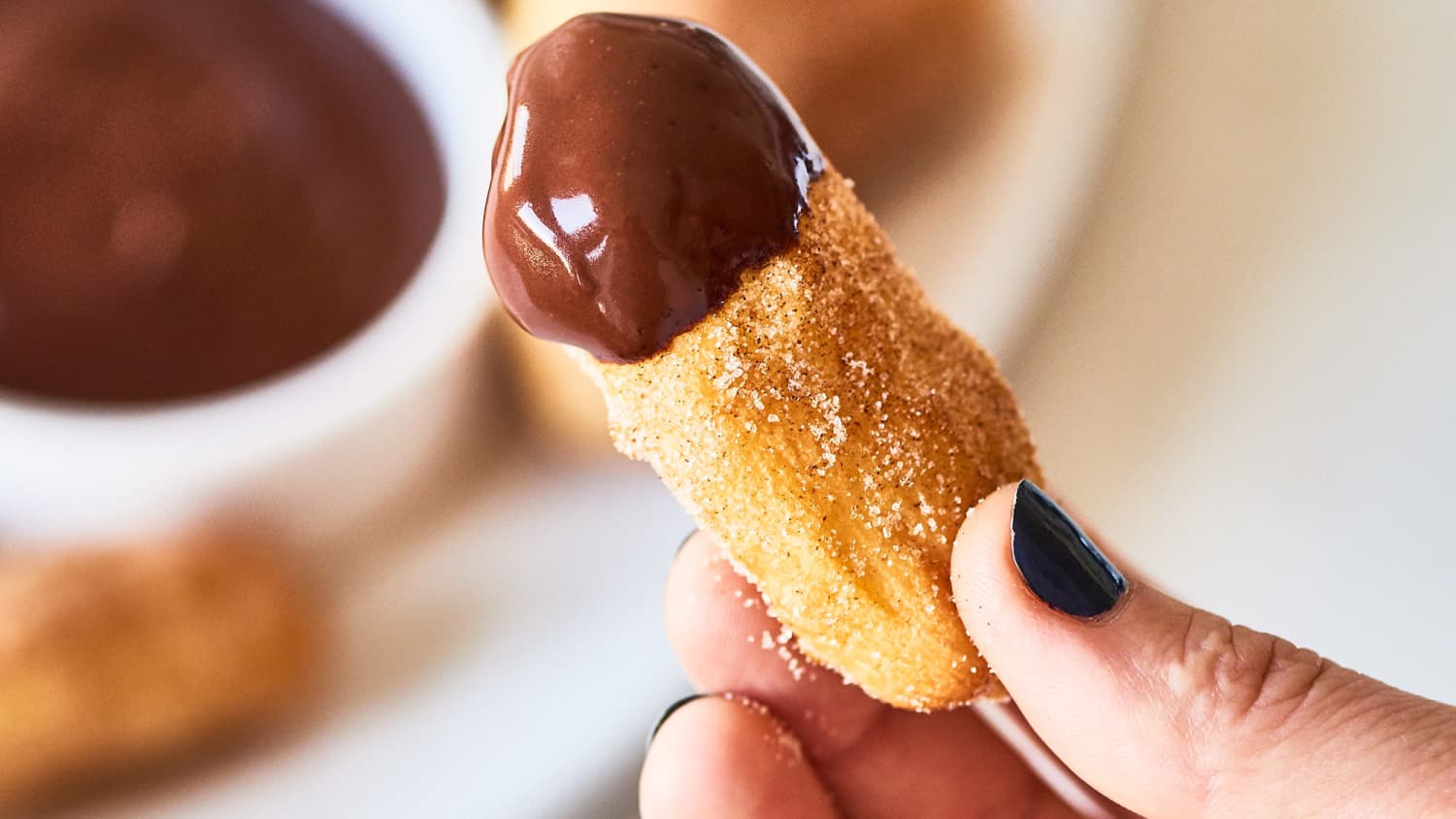 Air Fryer Churro Bites with Chocolate Dipping Sauce-image