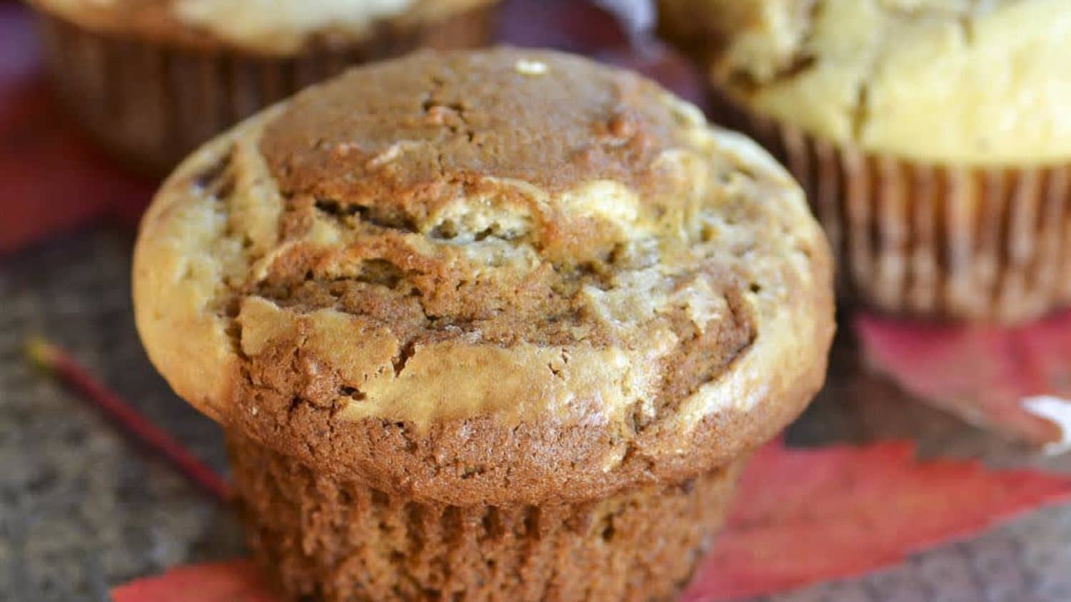 Pumpkin Muffins with Eggnog Cream Cheese Swirl-image