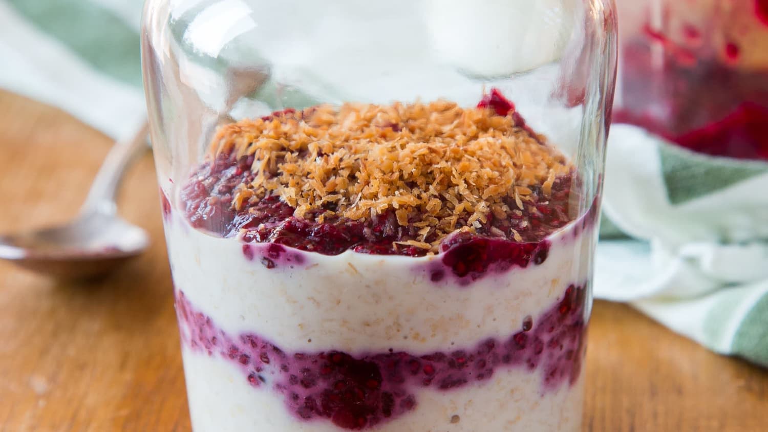 Overnight Oats with Jam and Toasted Coconut-image