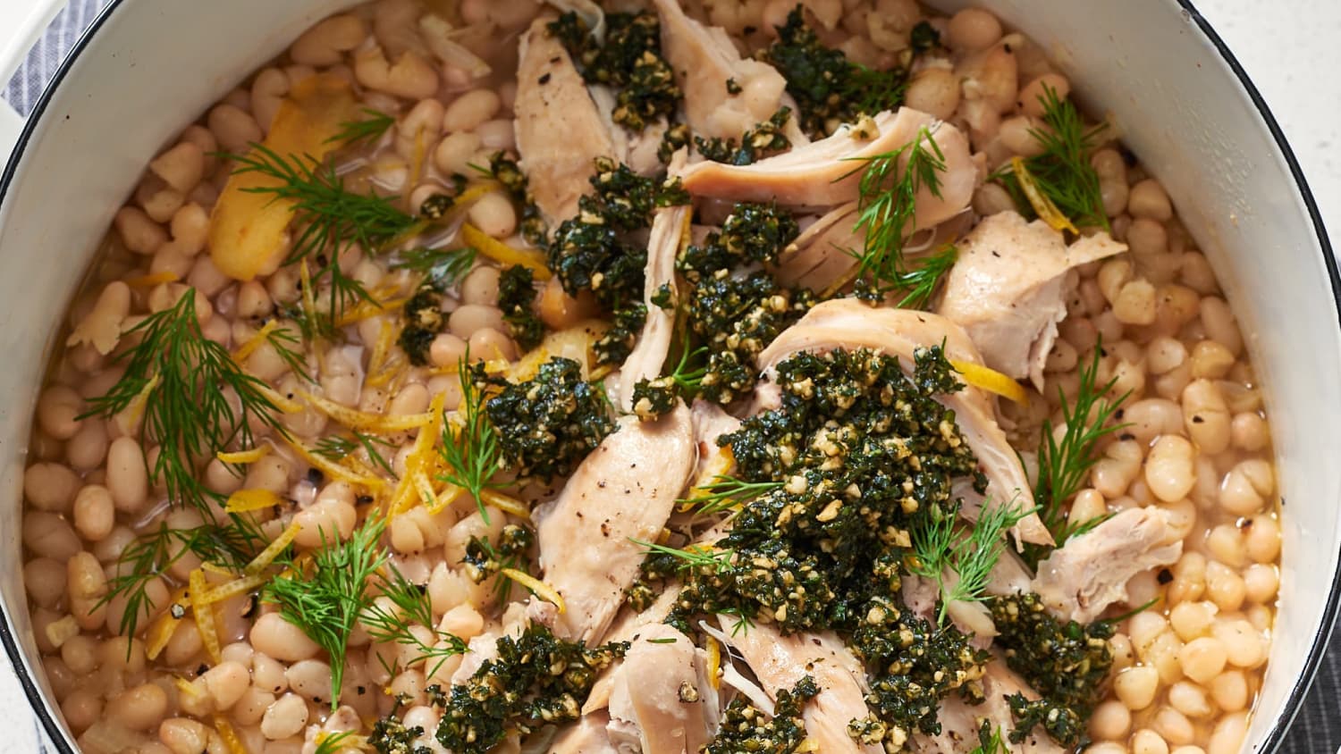 Lemon Braised Chicken & Beans with Mint Pesto-image