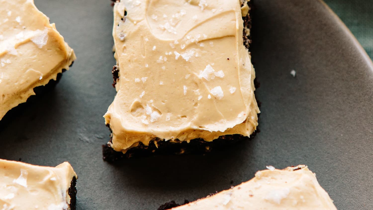 Bittersweet Brownies with Salted Peanut Butter Frosting-image