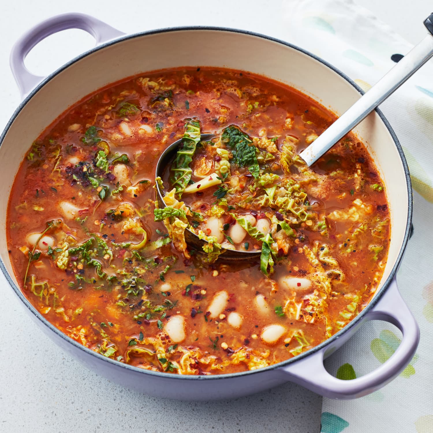 Lidia'S Bean Soup With Cabbage Pasta With Egg