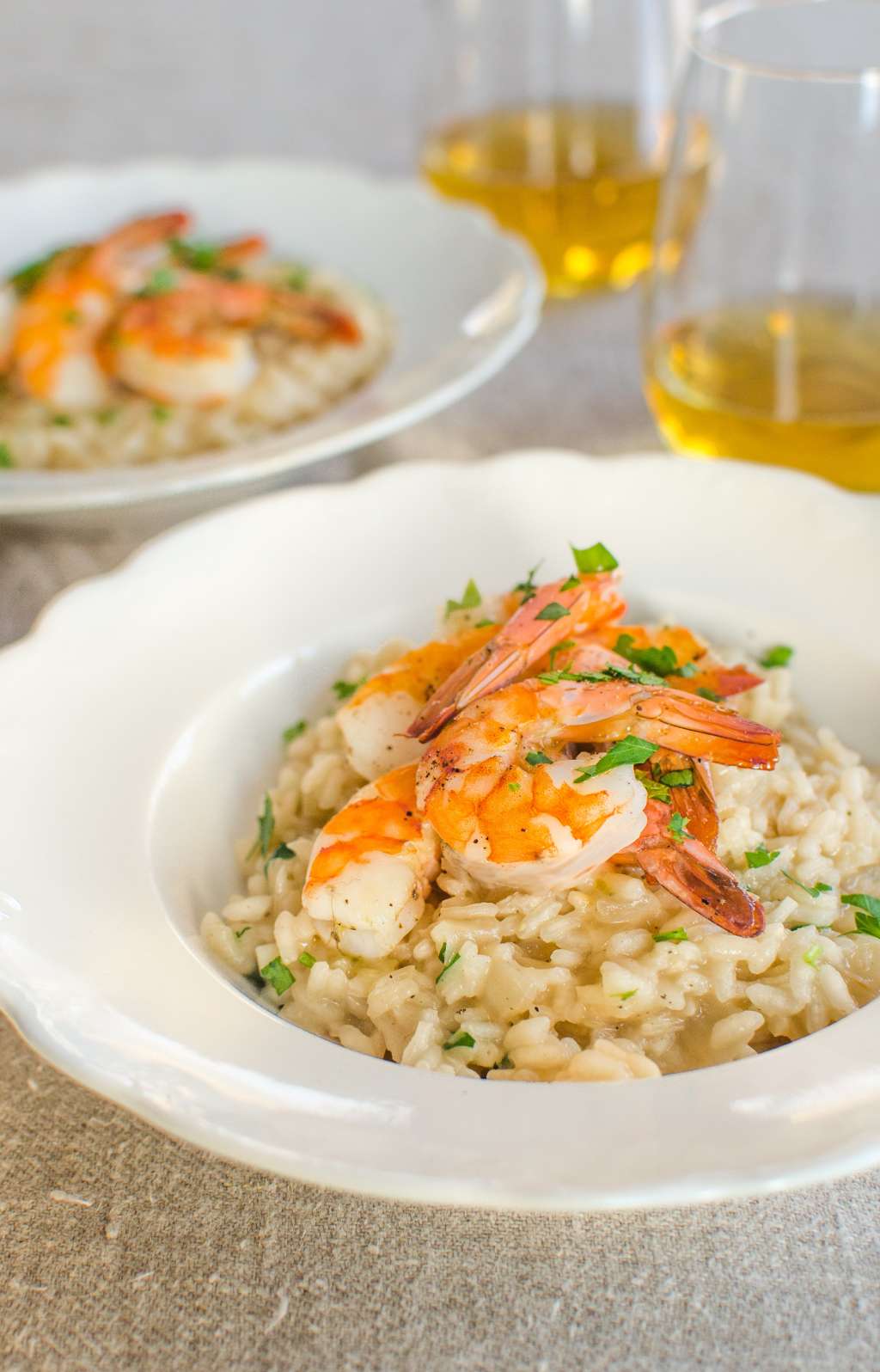 Parmesan Risotto with Roasted Shrimp, Mini Cheesecakes, Chili-Rubbed ...