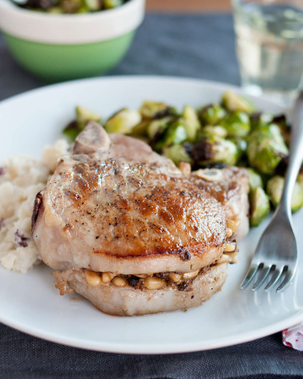 Recipe Pork Chops Stuffed with Pine Nuts, Porcini Mushrooms & Pecorino