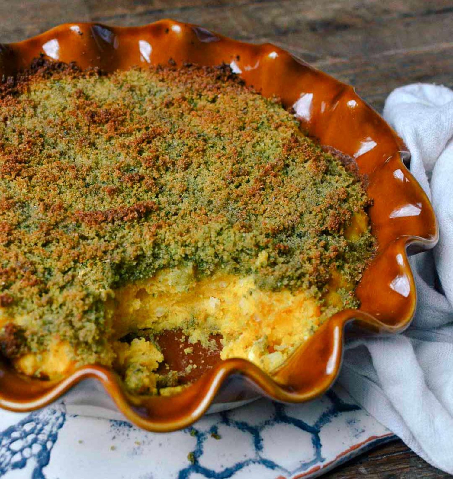 French Recipe Creamy Butternut Squash Casserole with Herbed Bread
