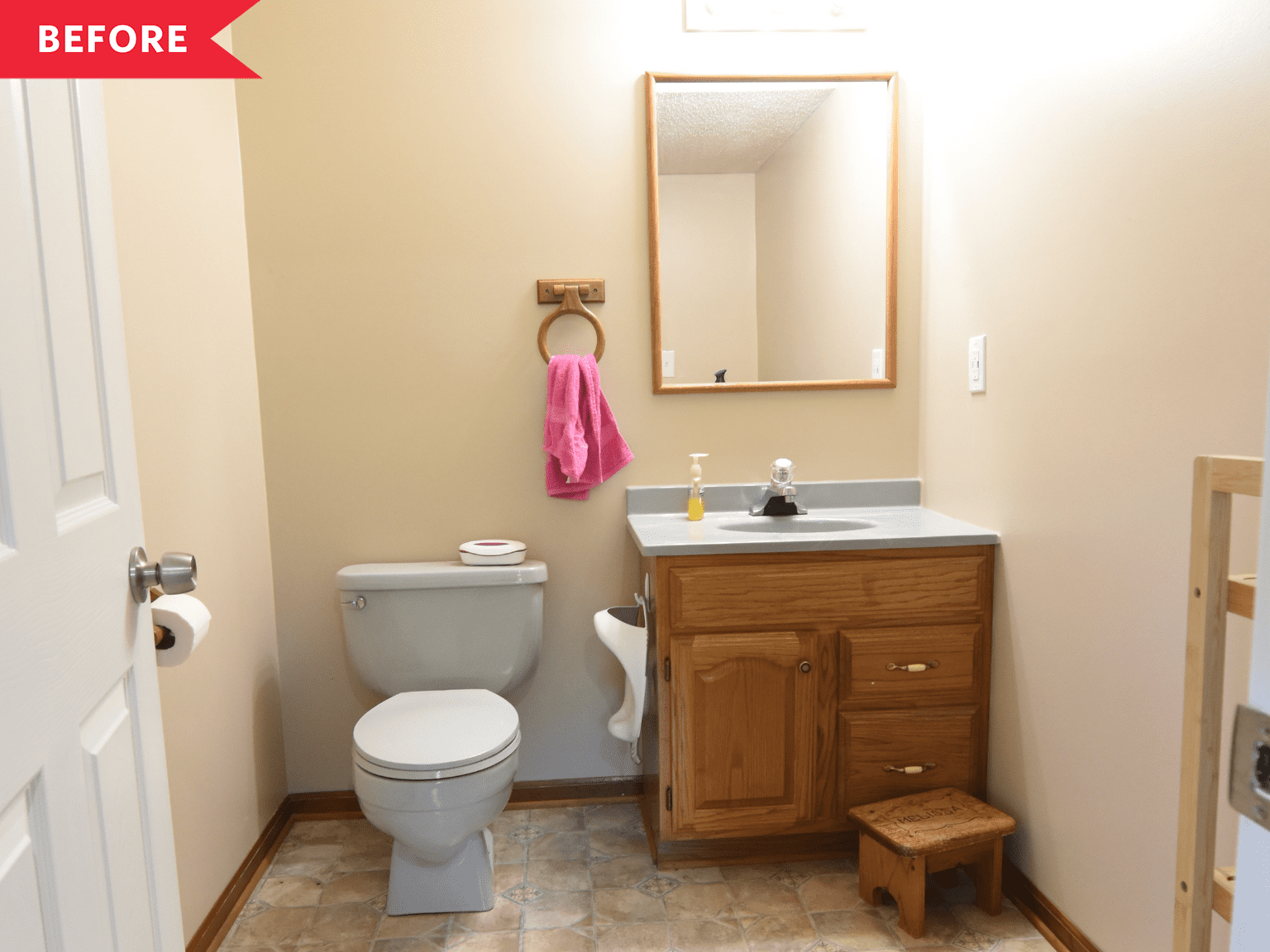 Peel-And-Stick Tile Transformed a Builder-Grade Bath for Only $200