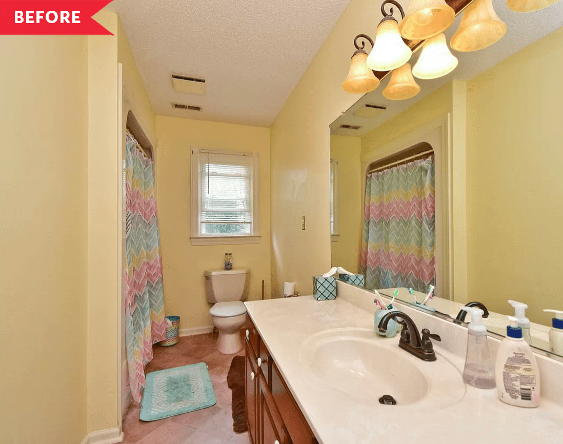 A Dingy Bathroom Gets a Bright, Farmhous