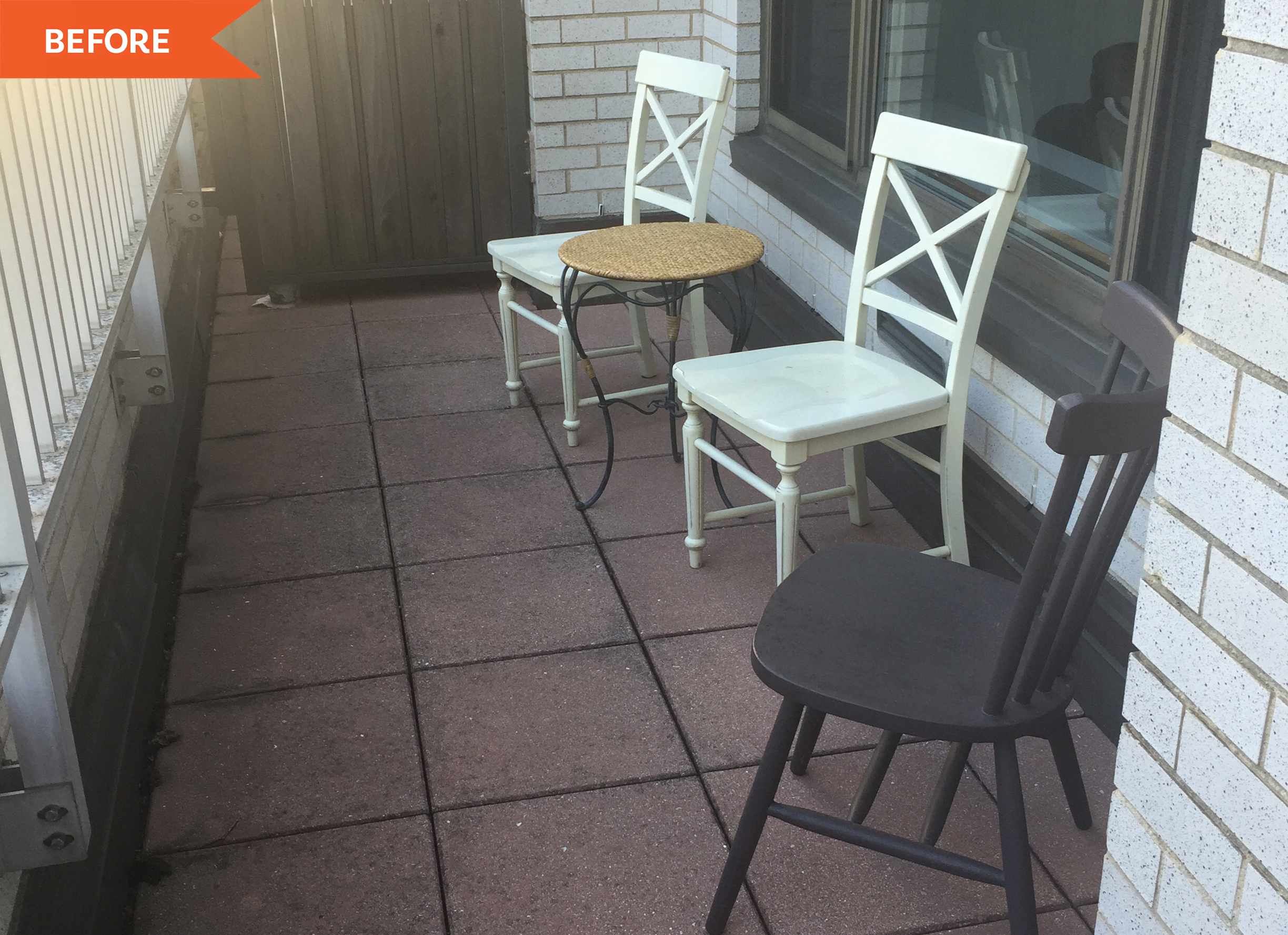 Before and After: IKEA Tiles and a Bright Blue Paint Made This Balcony Unrecognizable