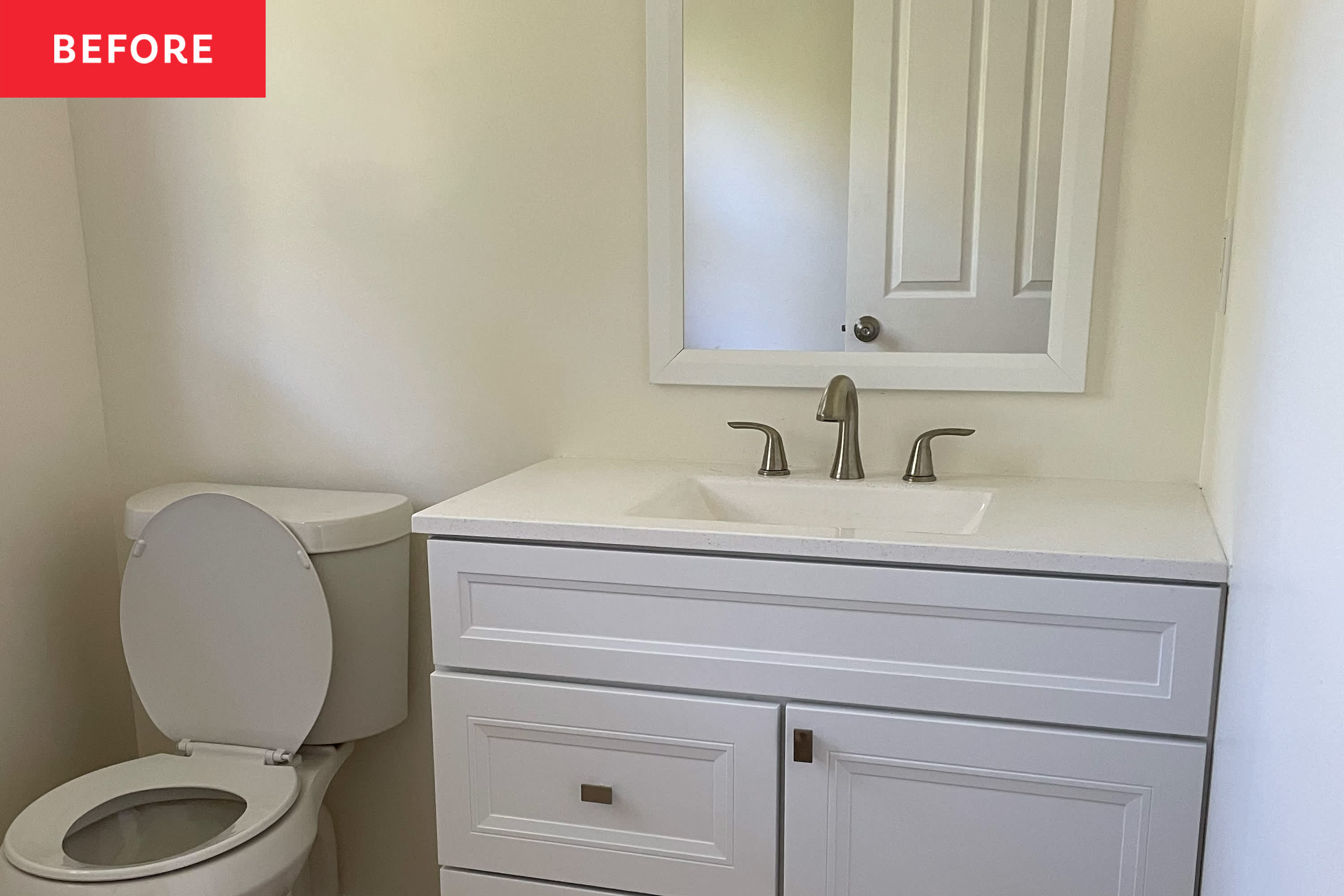 4 All-White Bathrooms Got Bold Makeovers with 2 Easy Swaps
