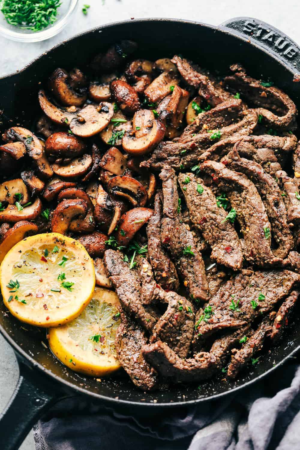 Lemon Garlic Flank Steak with Mushrooms - The Recipe Critic | Kitchn