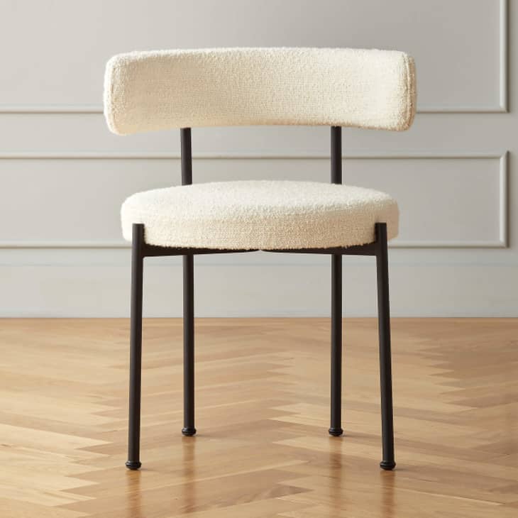 Cb2 boucle shop dining chair