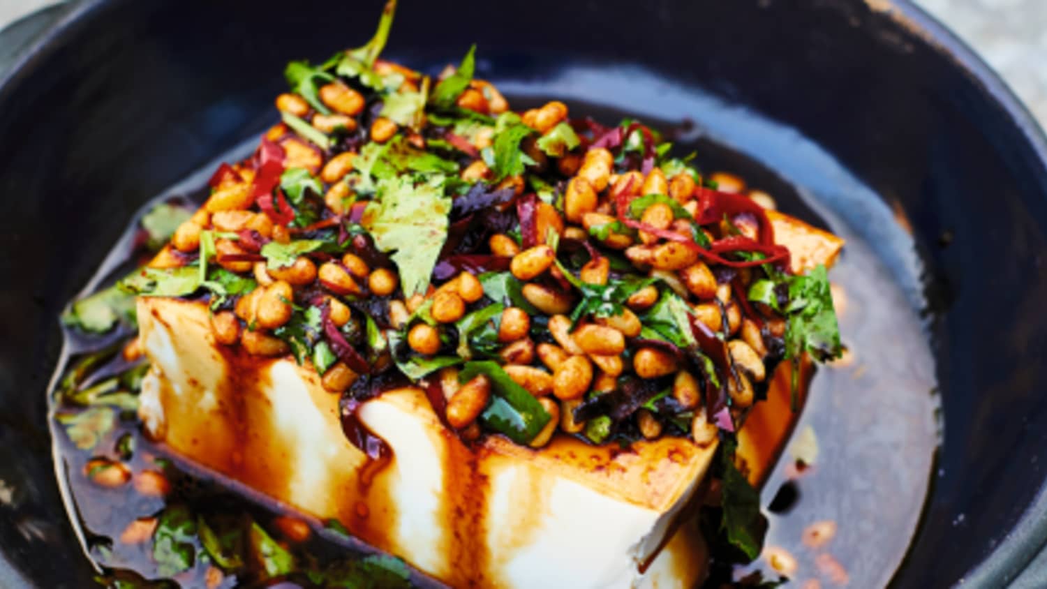 Silken Tofu with Pine Nuts and Pickled Chiles-image