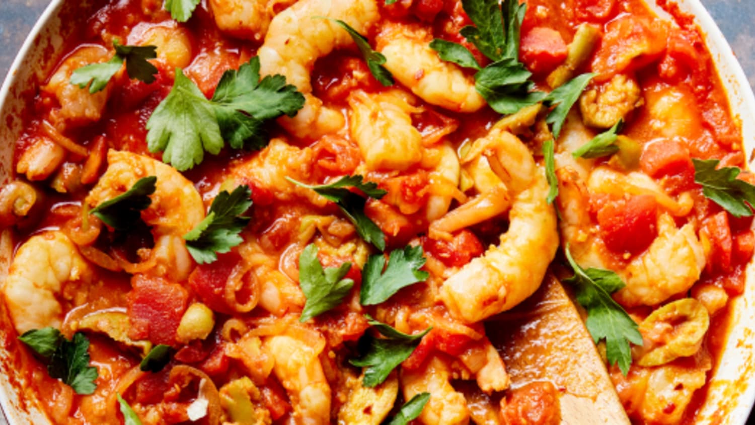 Spicy Saffron Shrimp with Green Olives and Lemon-image