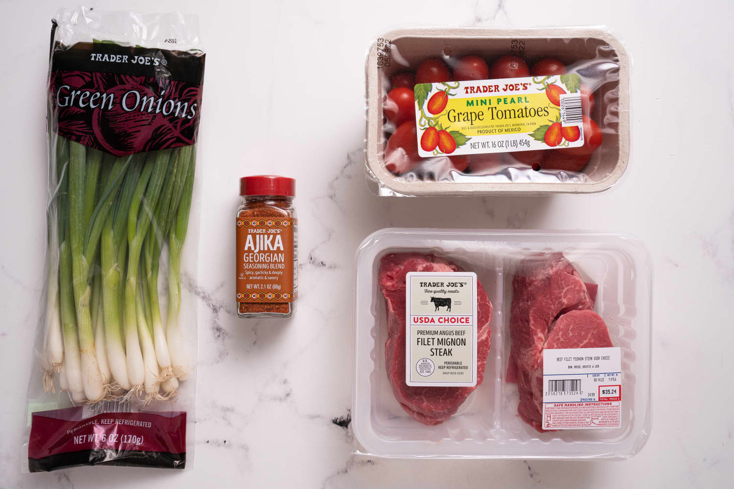 Trader Joe's Family Dinner Recipe Steak with Tomato and Ajika Pan