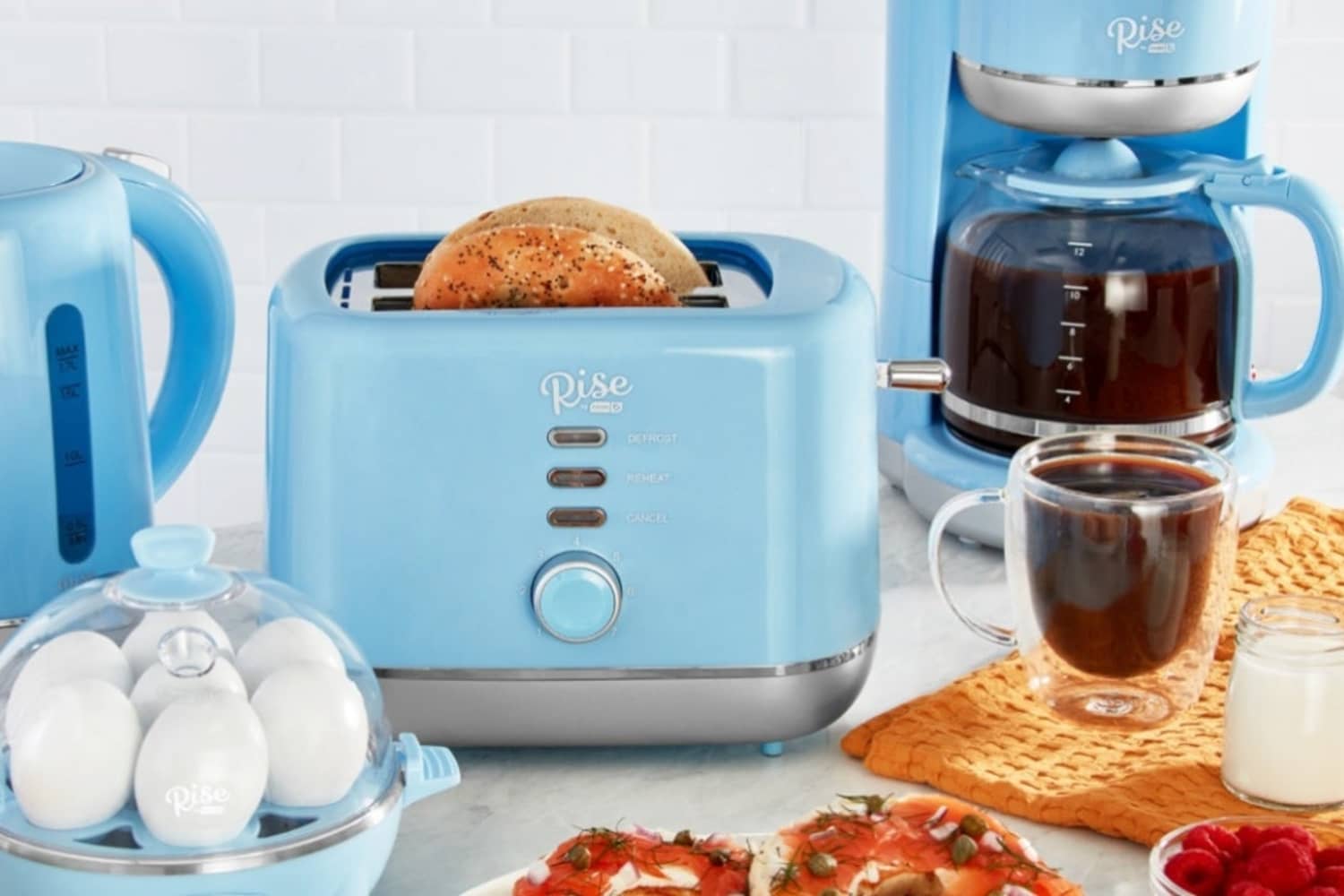 Dash Mini Waffle Maker A Waffle Iron with 7 Removable Plates and Storage, Blue