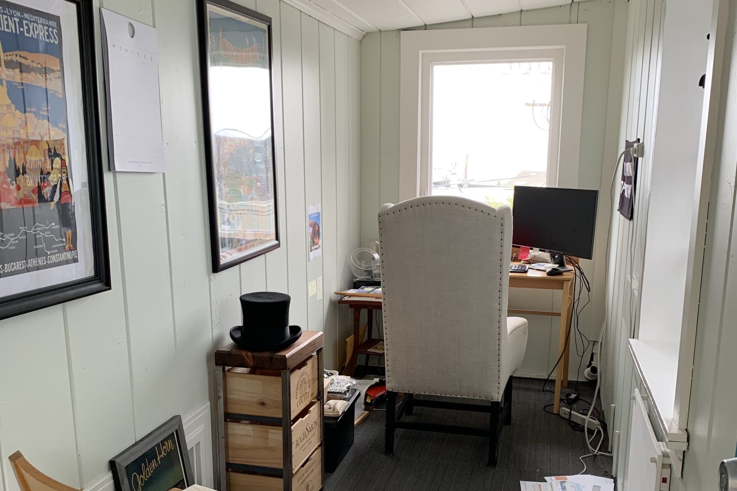 Bold Coral & Green Makeover Turns Tiny Home Office Into Cozy Retreat
