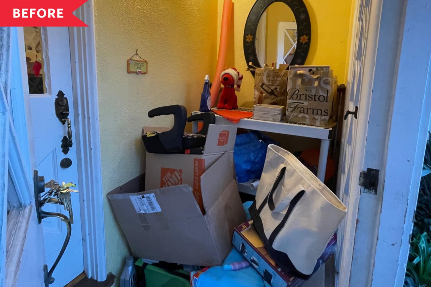 This Once-Cluttered Entryway Is Now a Dreamy Orange Space - and It Cost $350