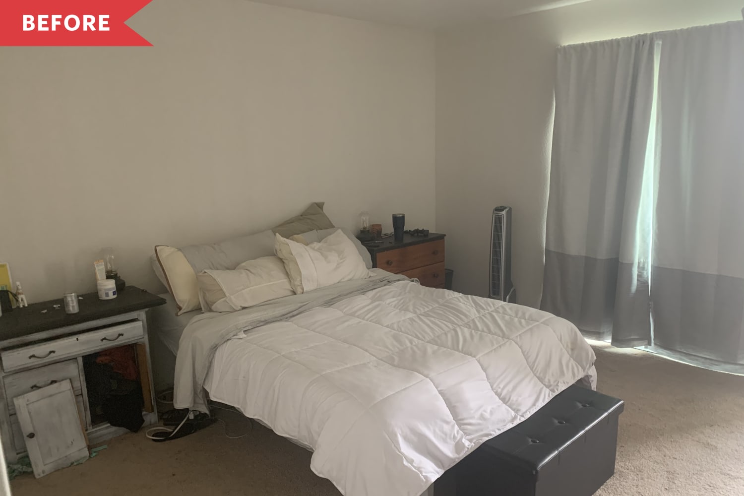 A "Depressing" Bedroom With Leftover College Furniture Becomes a Cozy Retreat