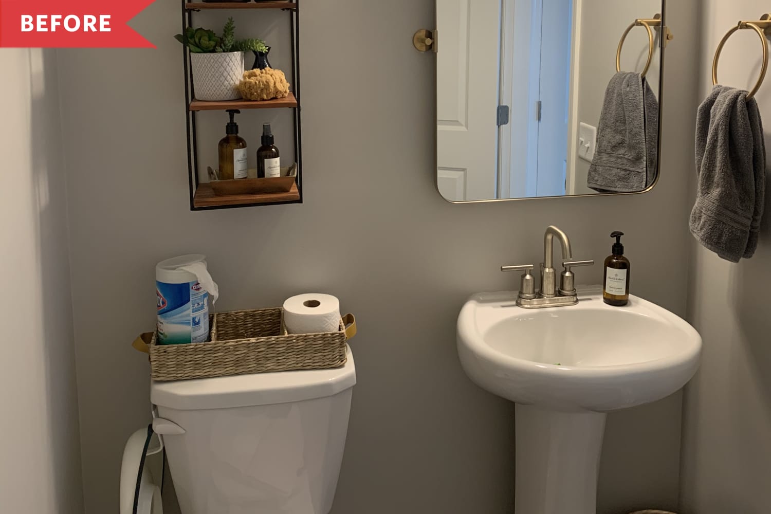Powder Room Redo with Peel-and-Stick Wallpaper and Trim ...