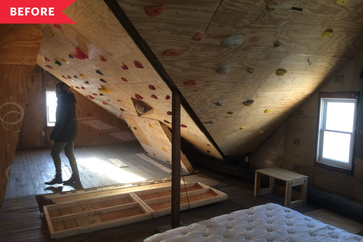 A Stunning $200 Window Turned a Quirky Attic into a Cozy Bedroom