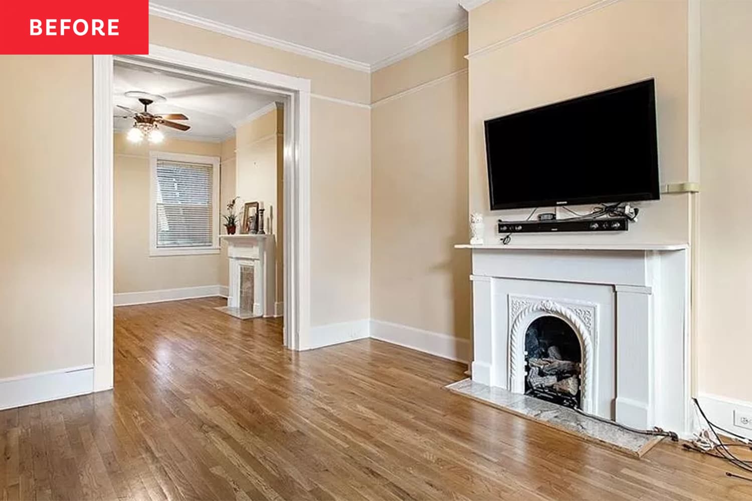 B&A: A Lively Refresh Brings out the Best in This Row Home’s Beige Living Room
